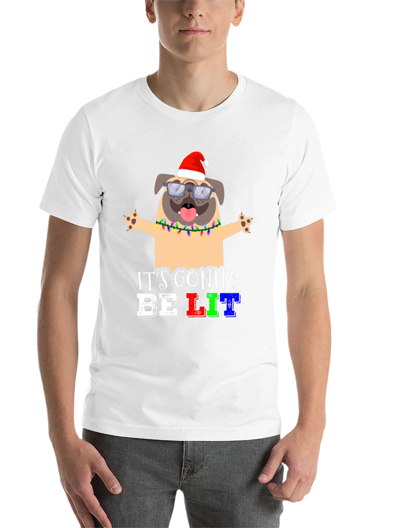 Black It's Gonna Be Lit Pug Christmas T-Shirt view 14