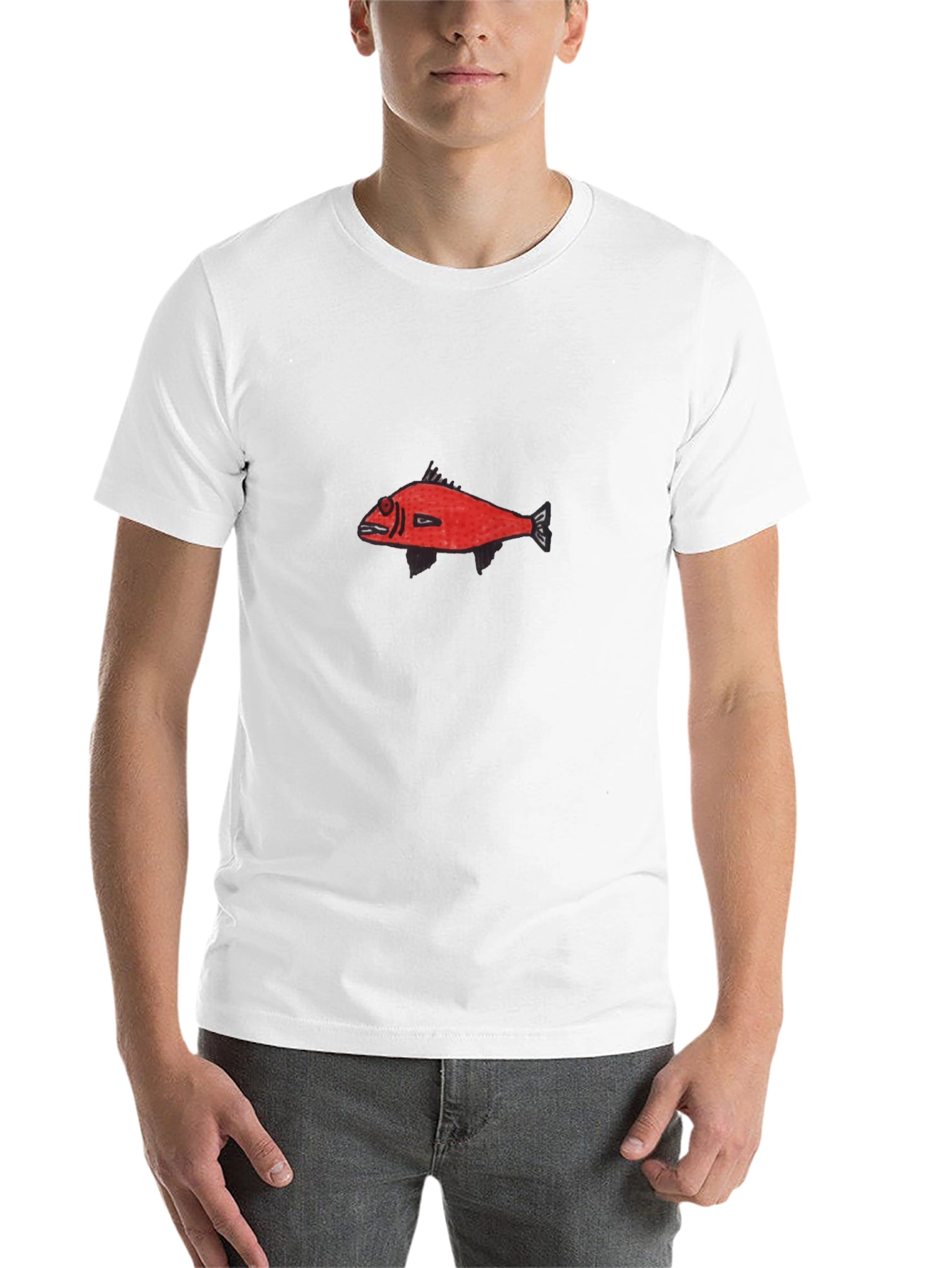 Black Red Fish Graphic Black T-Shirt - Unique Design view 14