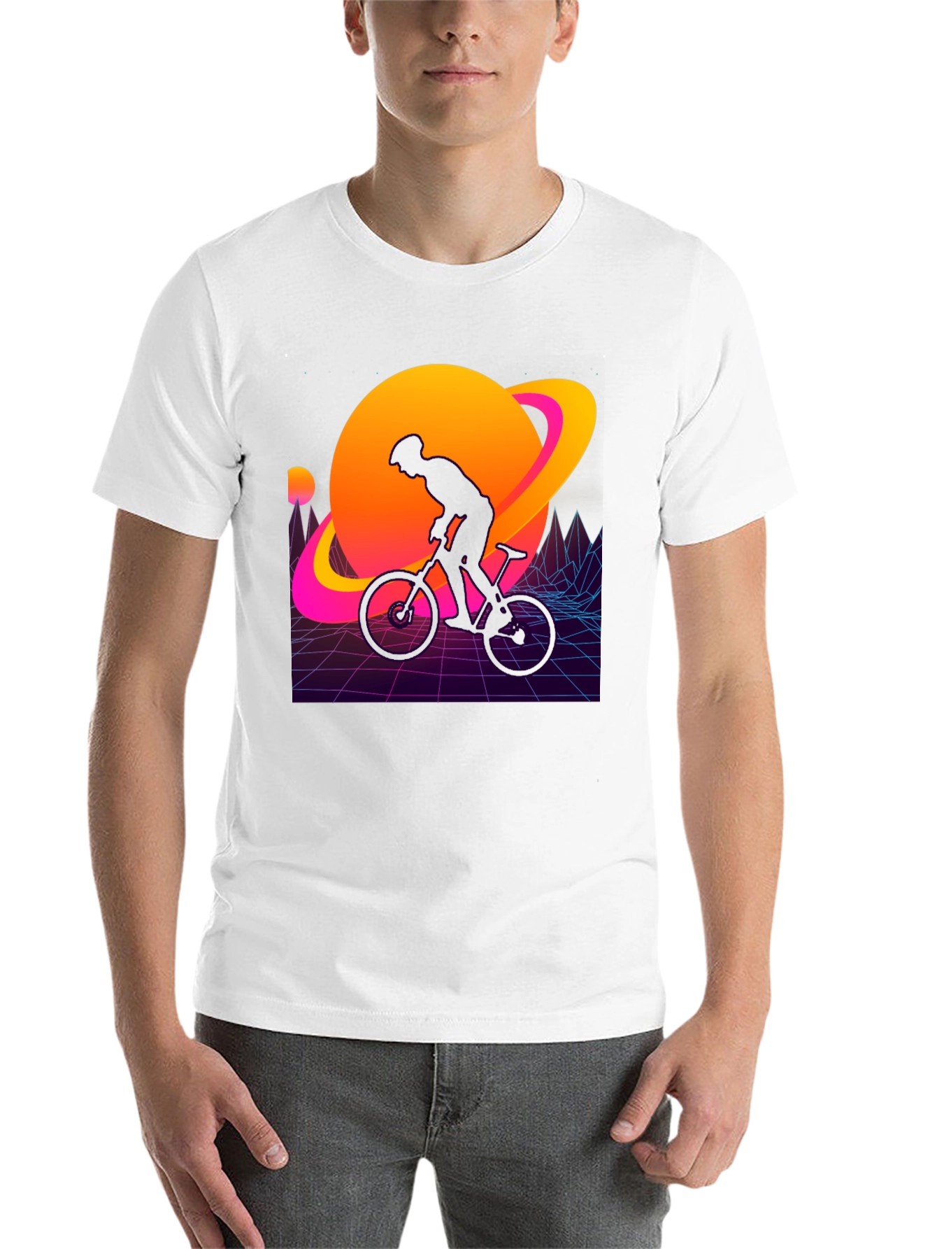 Black Retro Planet Biker Graphic Tee view 14