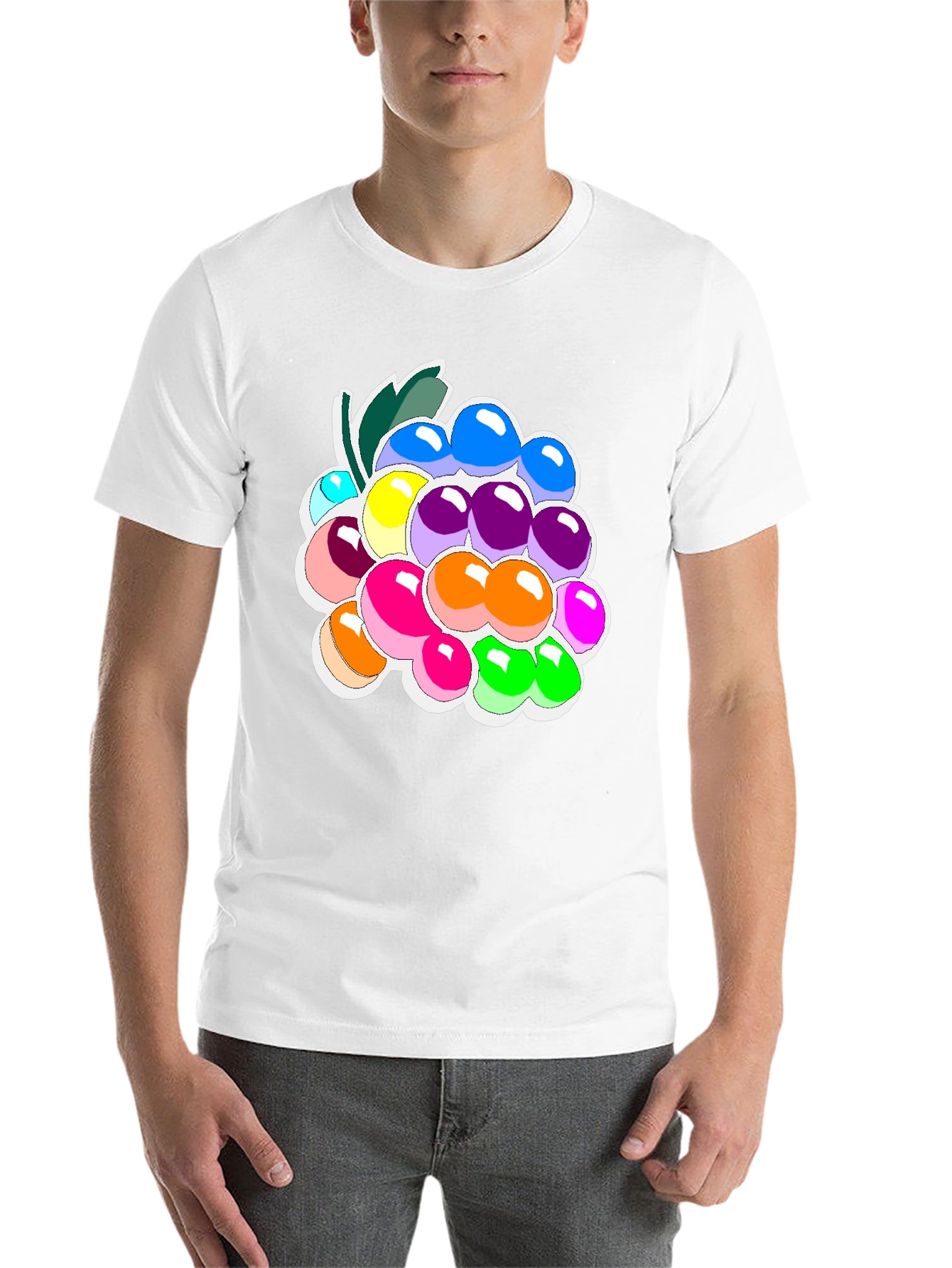 Black Colorful Grapes Graphic Tee - Fruit Lover's T-Shirt view 14
