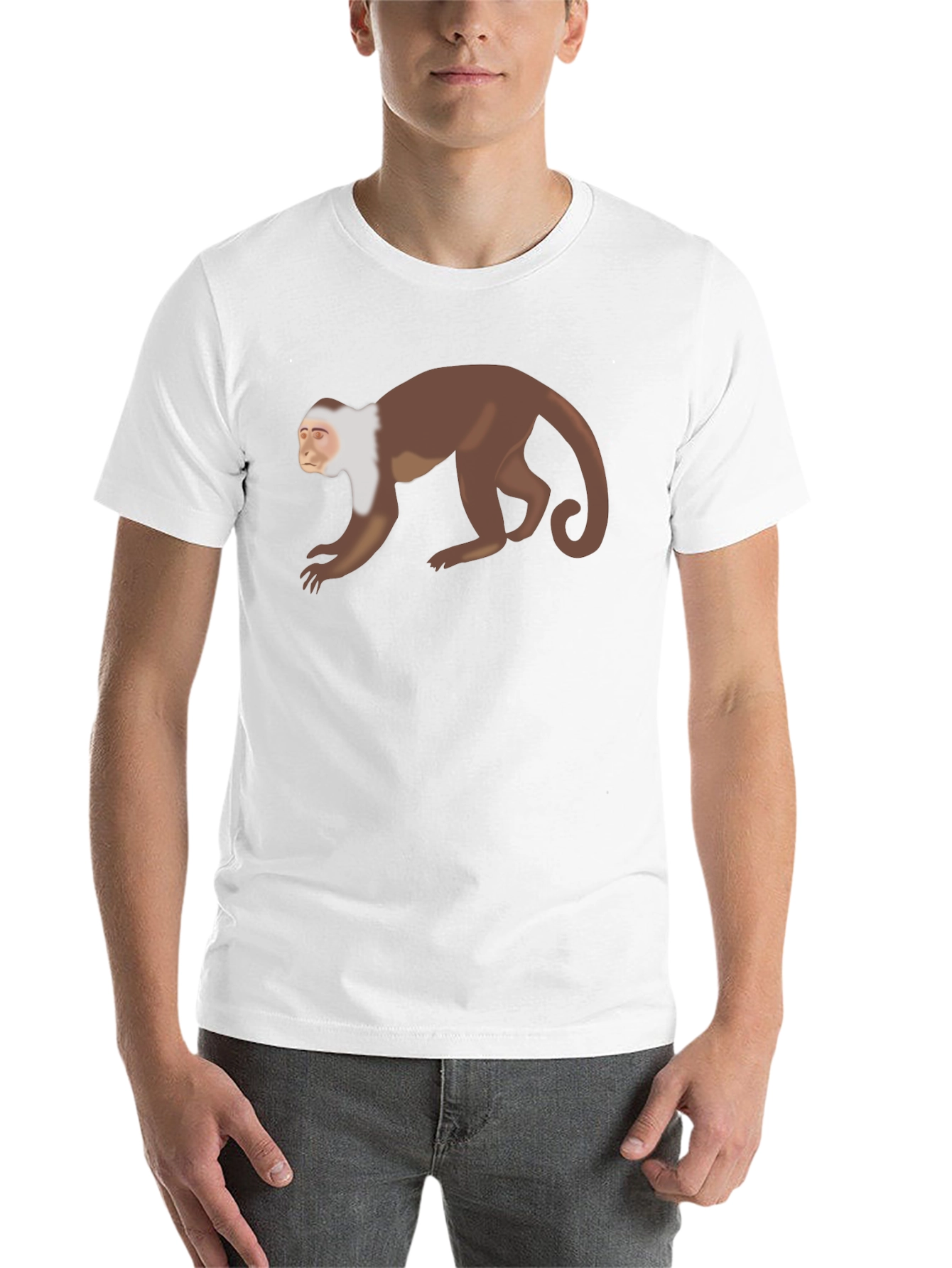 Black Capuchin Monkey Graphic T-Shirt - Unisex Black Tee view 14