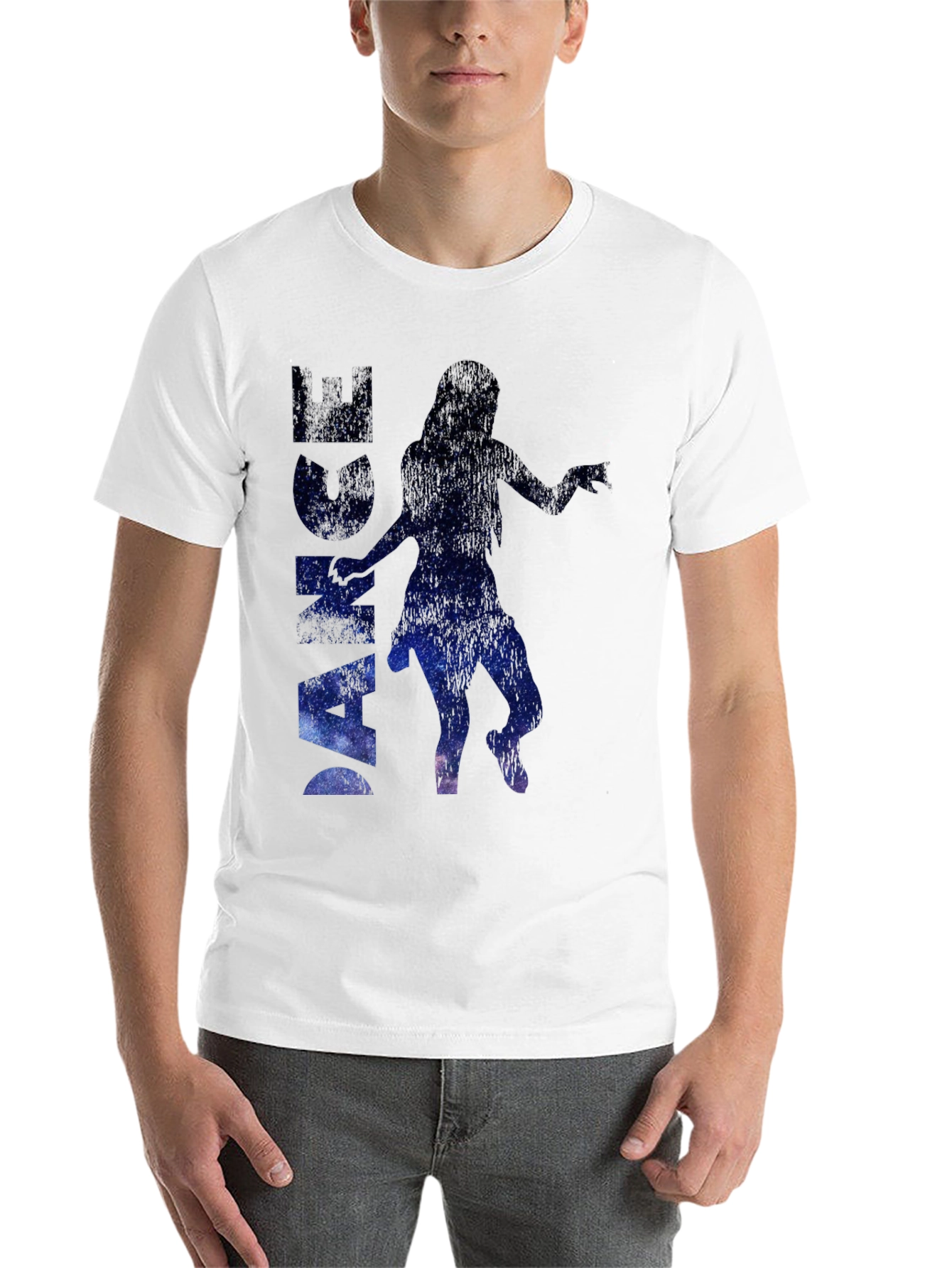 Black Dance Silhouette Galaxy Print Black T-Shirt view 14