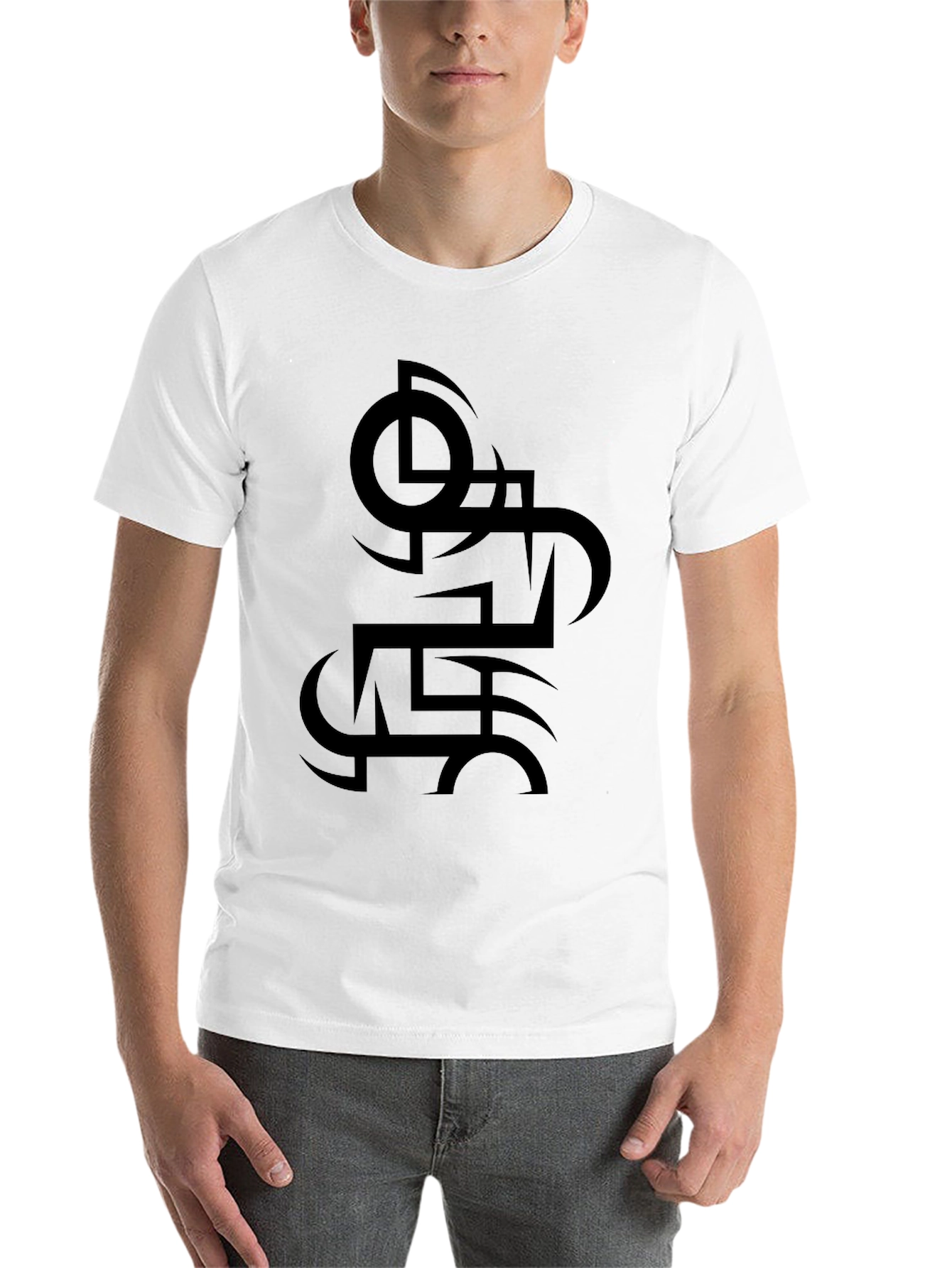 Black Abstract Graphic Tee - Black Cotton Blend view 14