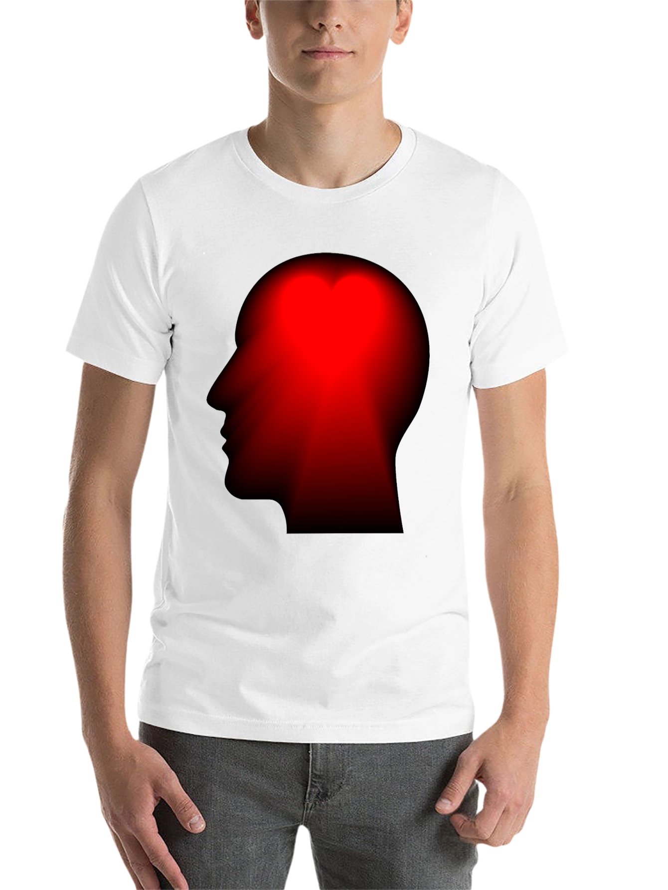 Black Red Head Silhouette Black T-Shirt view 14