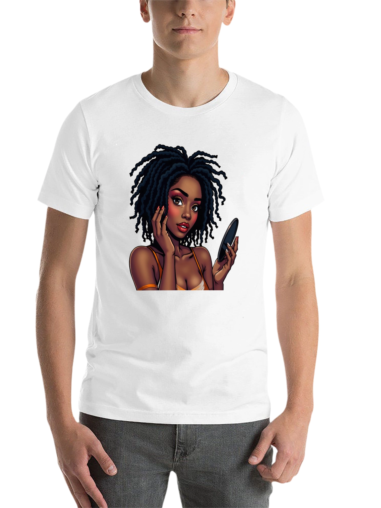 Black Black T-Shirt with Animated Girl Graphic view 14