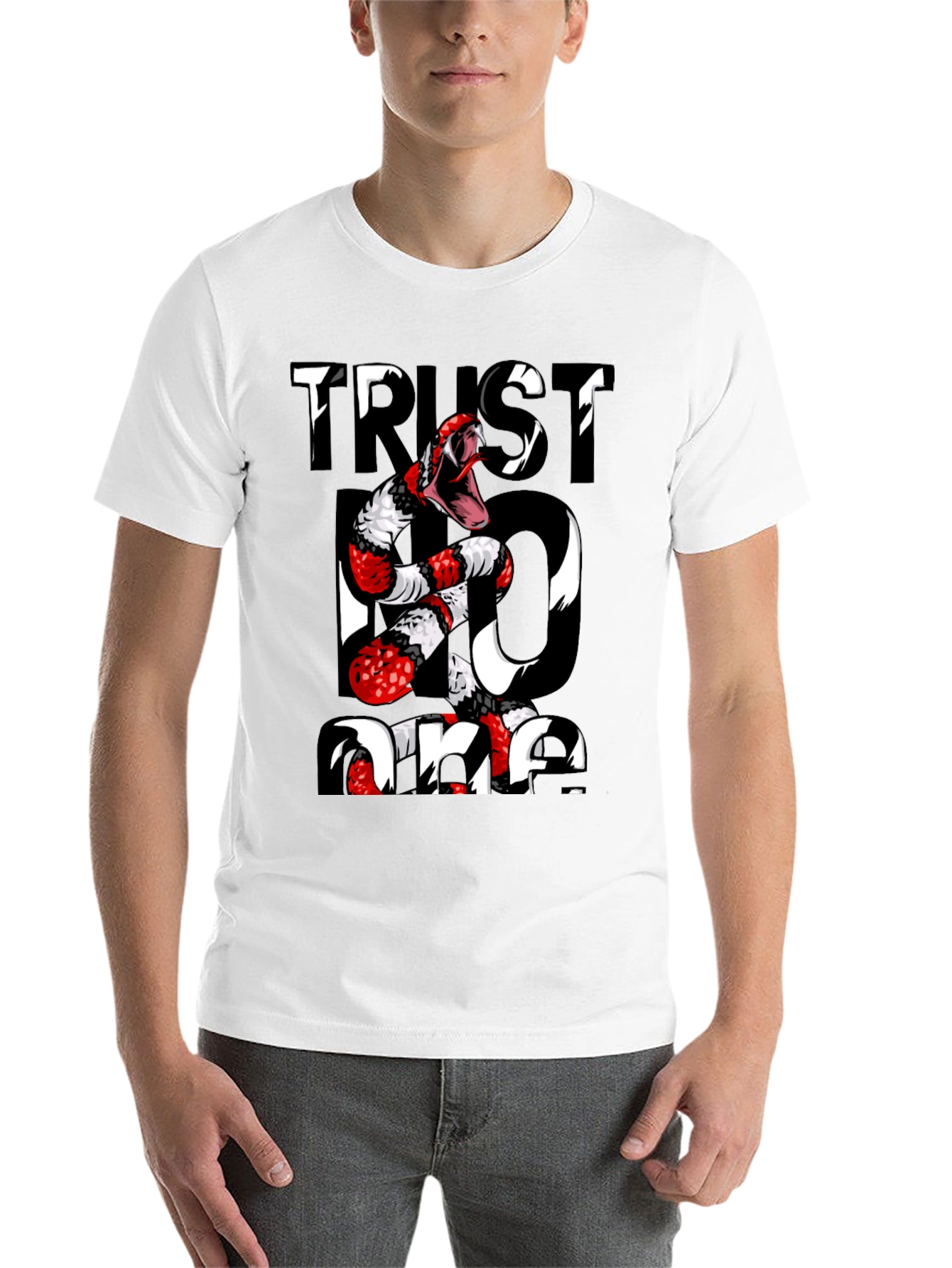 Black Trust No One Snake Graphic Tee - Black view 14