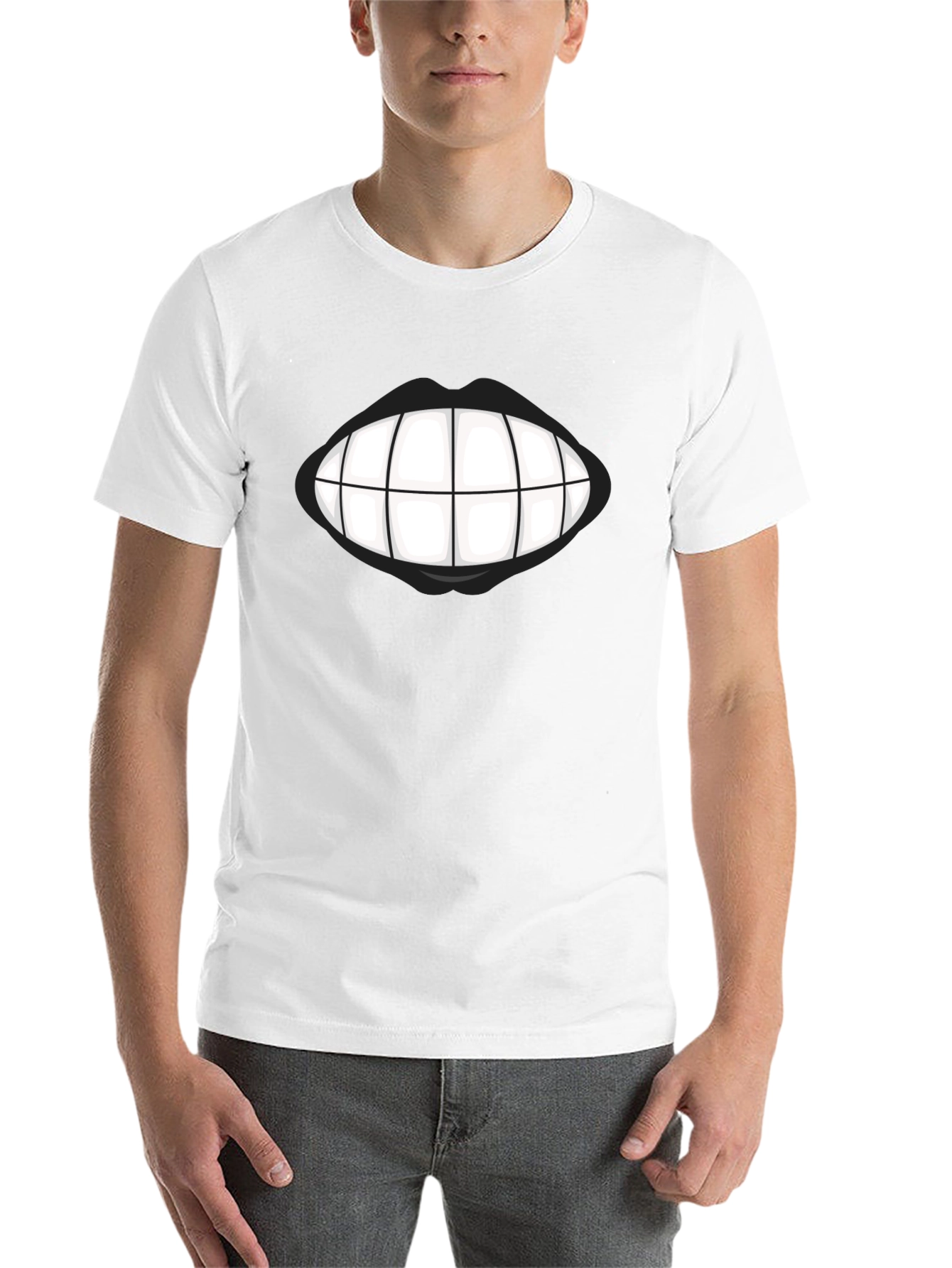 Black Grinning Teeth Graphic Tee - Bold Black T-Shirt view 14