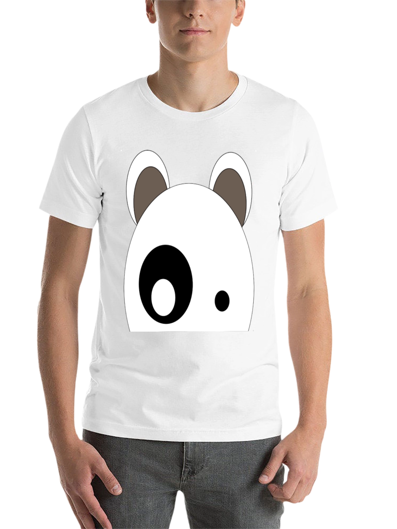 Black Cartoon Panda Face Black Graphic Tee view 14