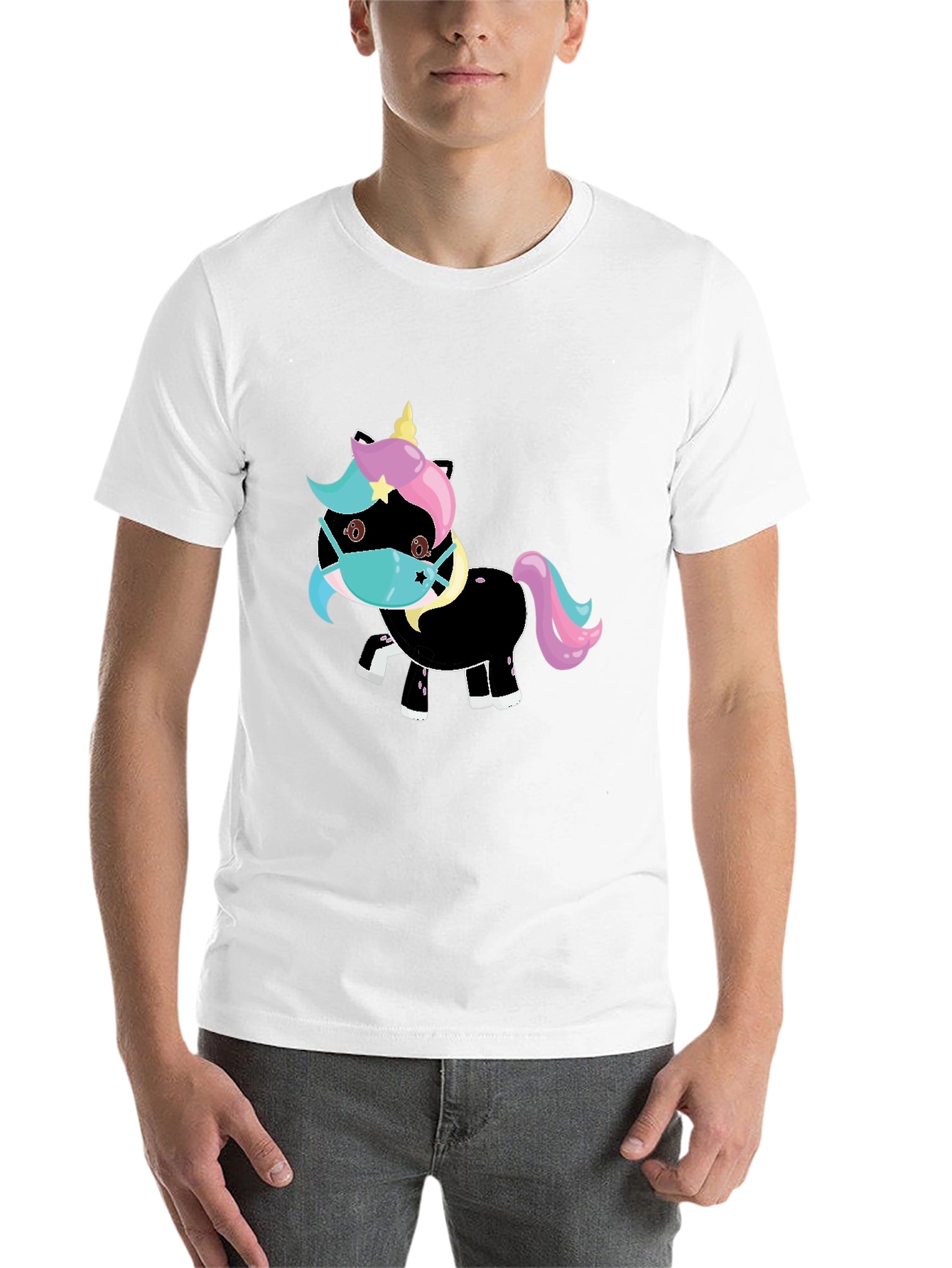 Black Unicorn Mask Black T-Shirt view 14