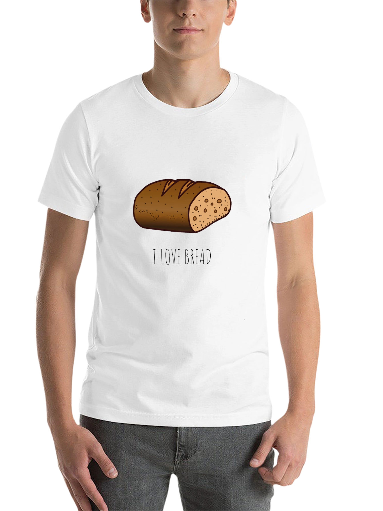 Black I Love Bread T-Shirt Funny Cartoon Loaf Tee view 14