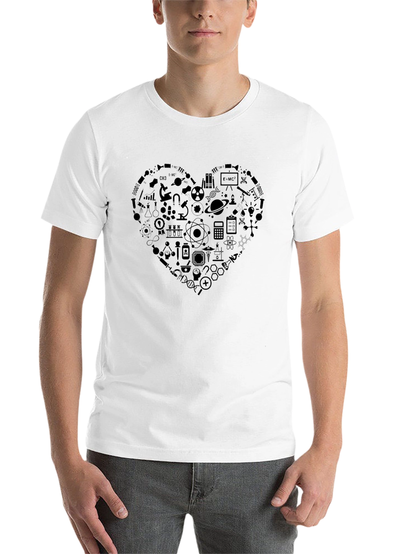 Black Science Heart Graphic Tee - Black Crew Neck T-Shirt view 14