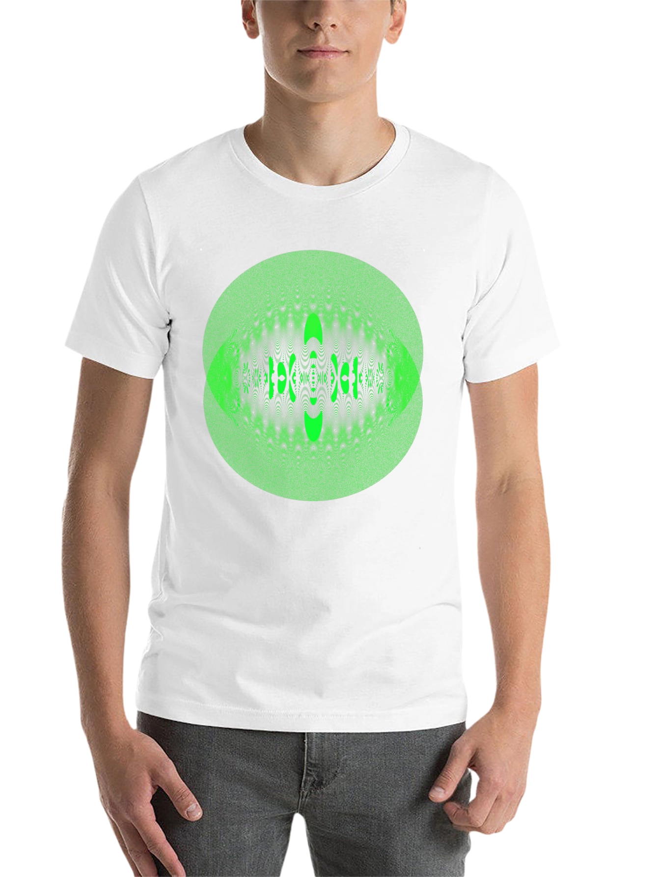 Black Green Eye Illusion Graphic Tee view 14