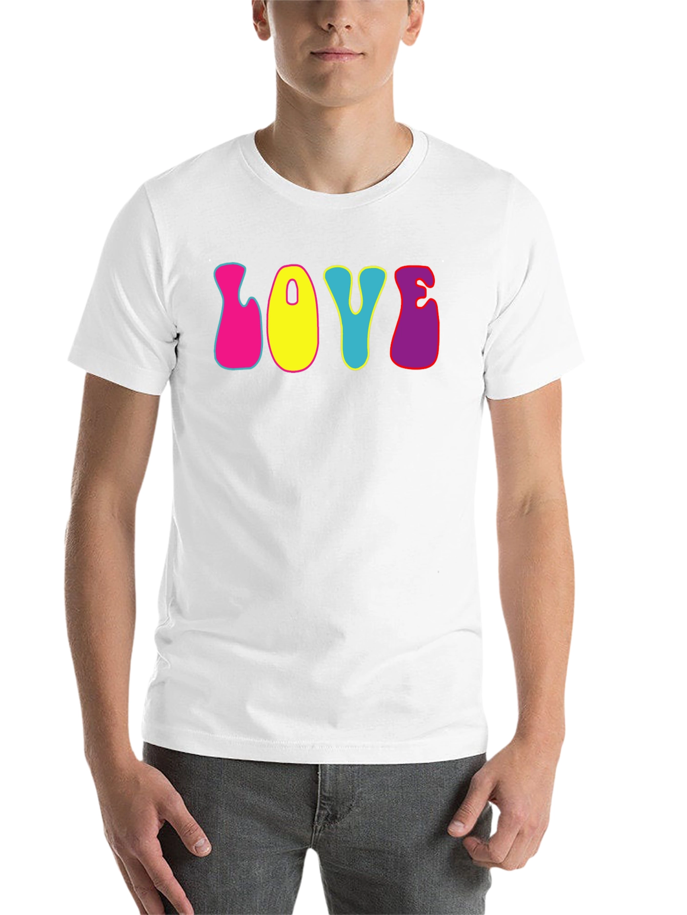 Black Retro "Love" Graphic Tee - Black Cotton T-Shirt view 14