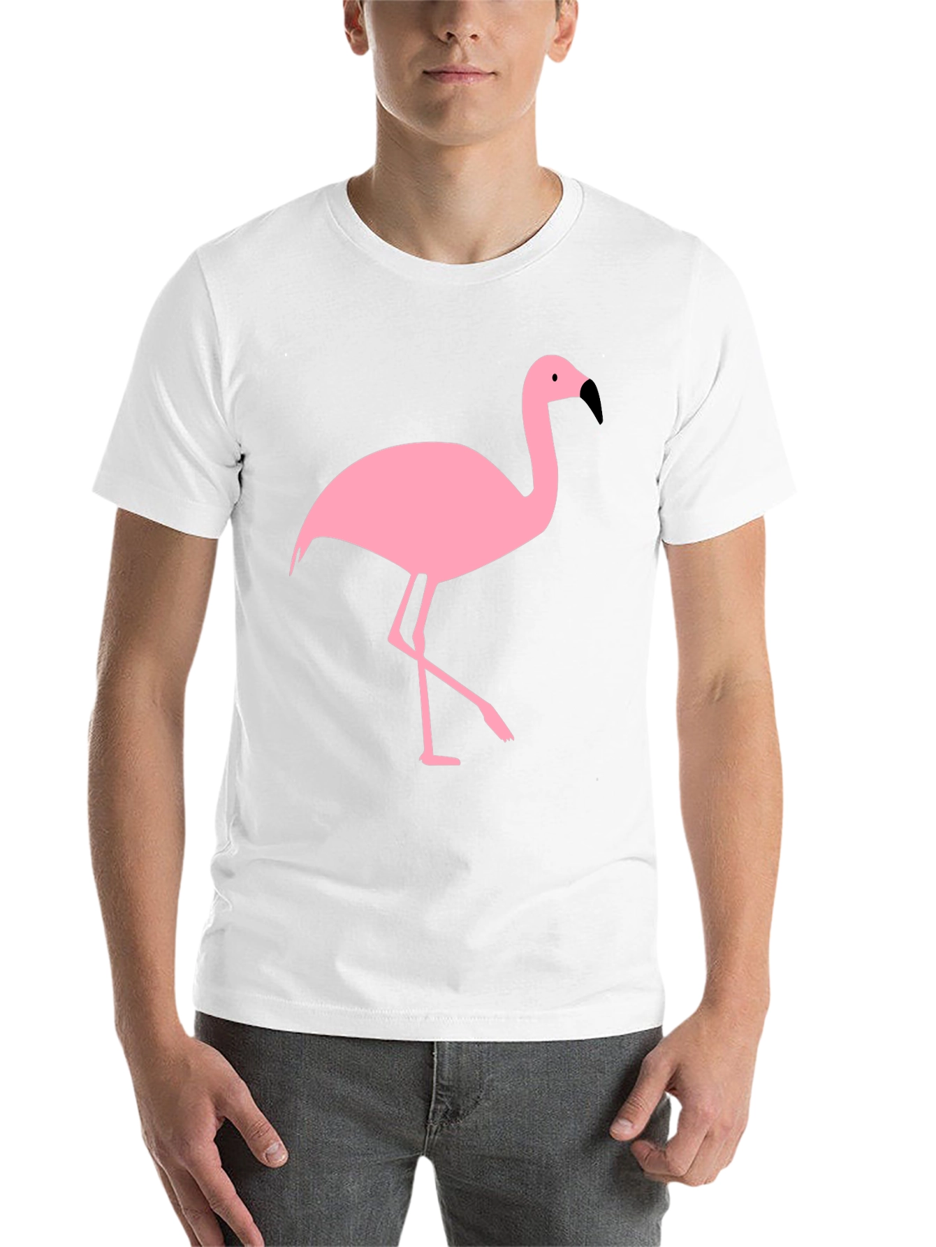 Black Black T-Shirt with Pink Flamingo Graphic view 14