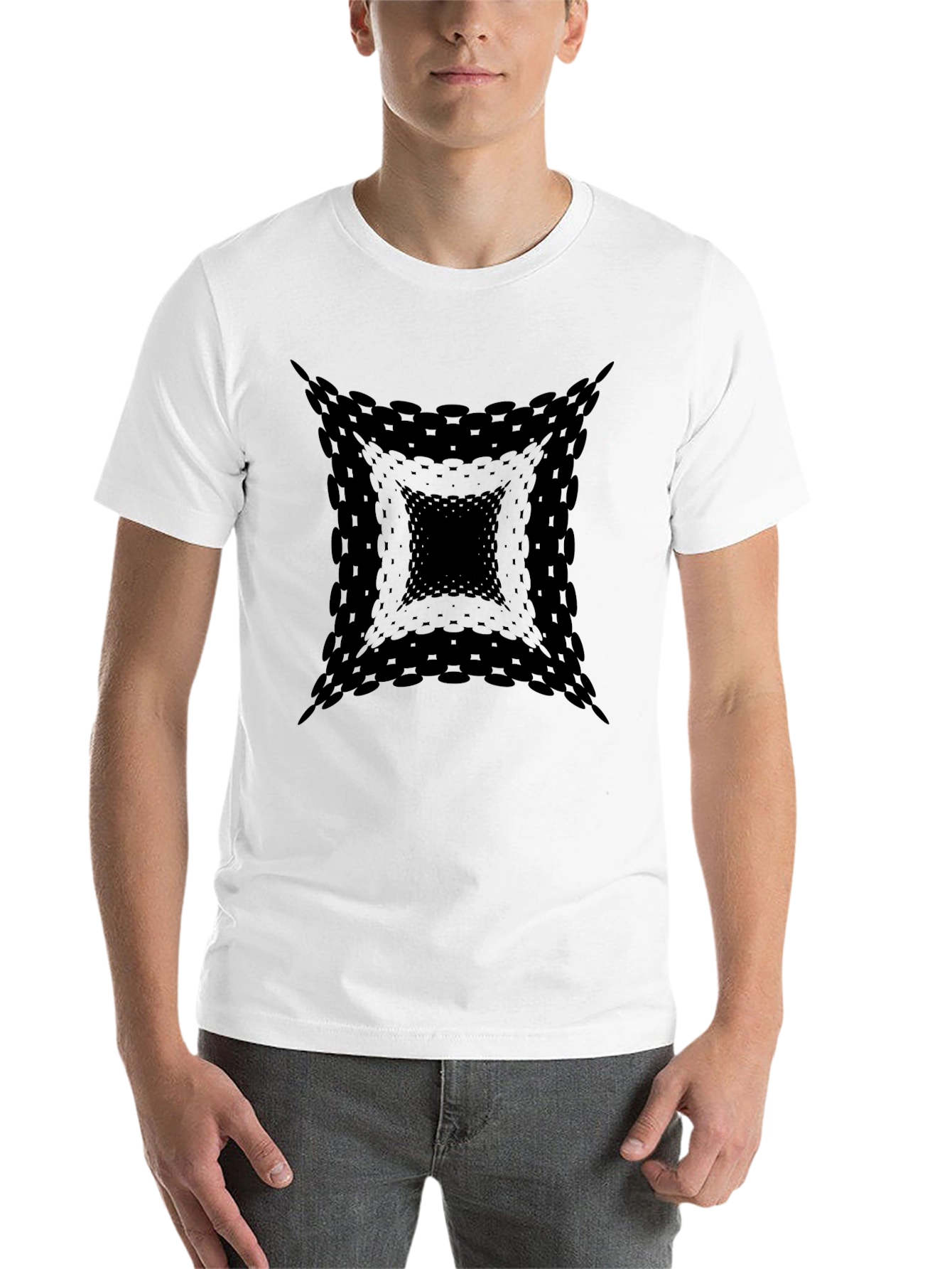 Black Men's Black Abstract Square Graphic Tee view 14