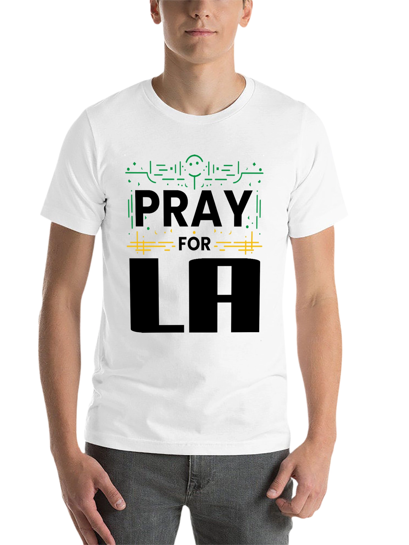 Black Pray for LA Black Graphic Tee - Comfort Fit view 14