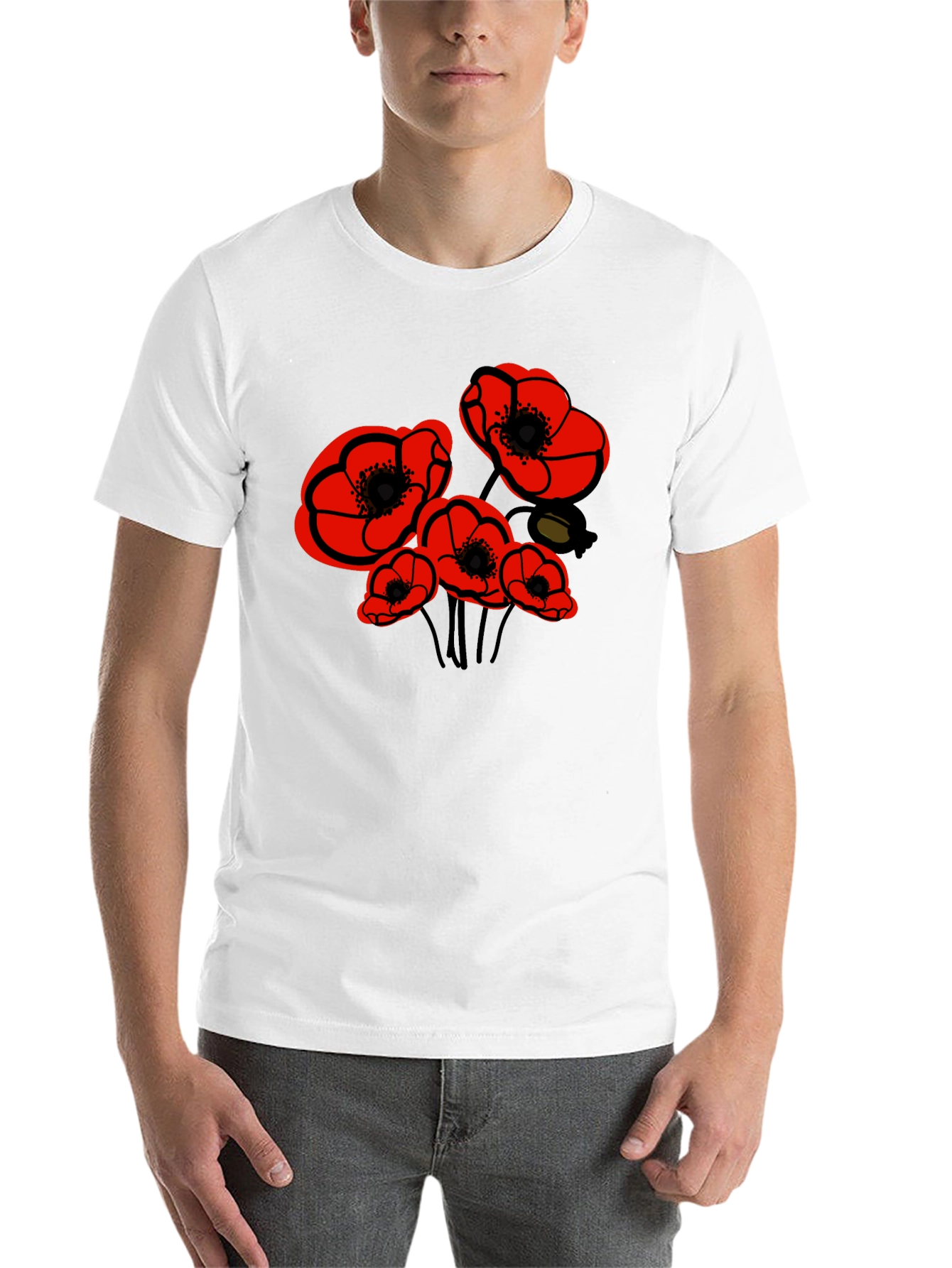 Black Floral Poppy Graphic Tee - Black view 14
