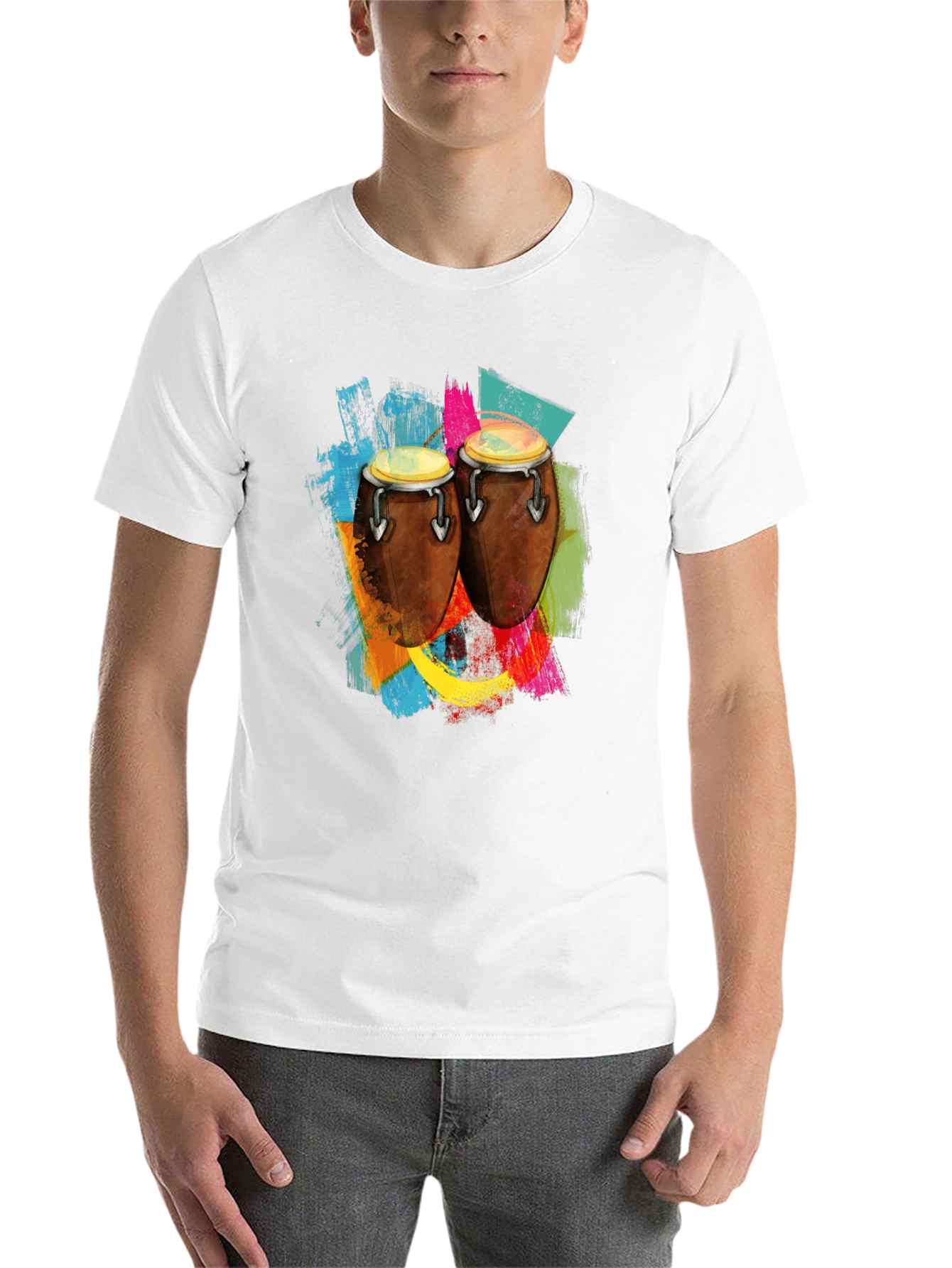 Black Conga Drum Colorful Graphic Tee view 14