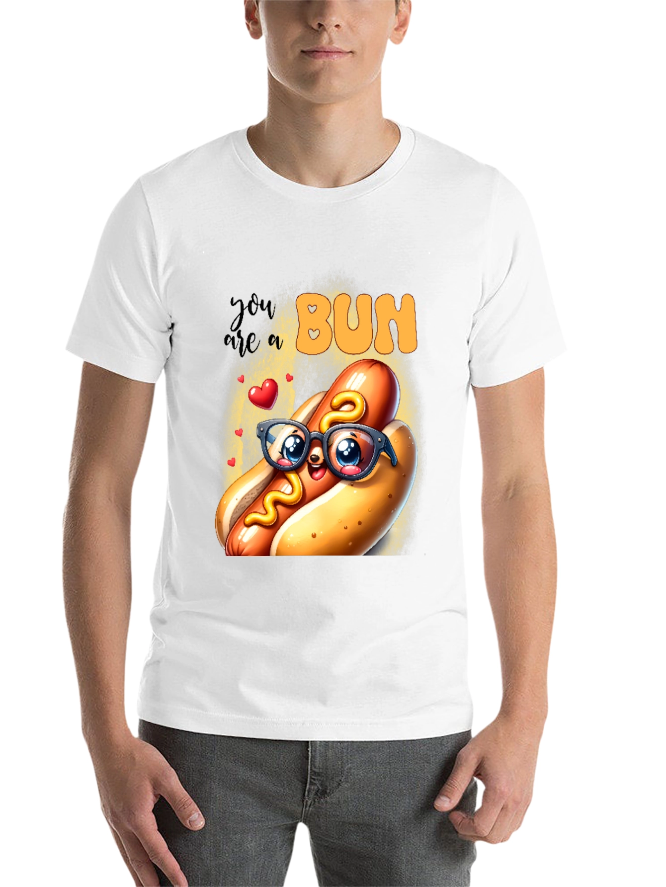 Black Cute Hotdog Graphic T-Shirt - "You are a Bun" view 14