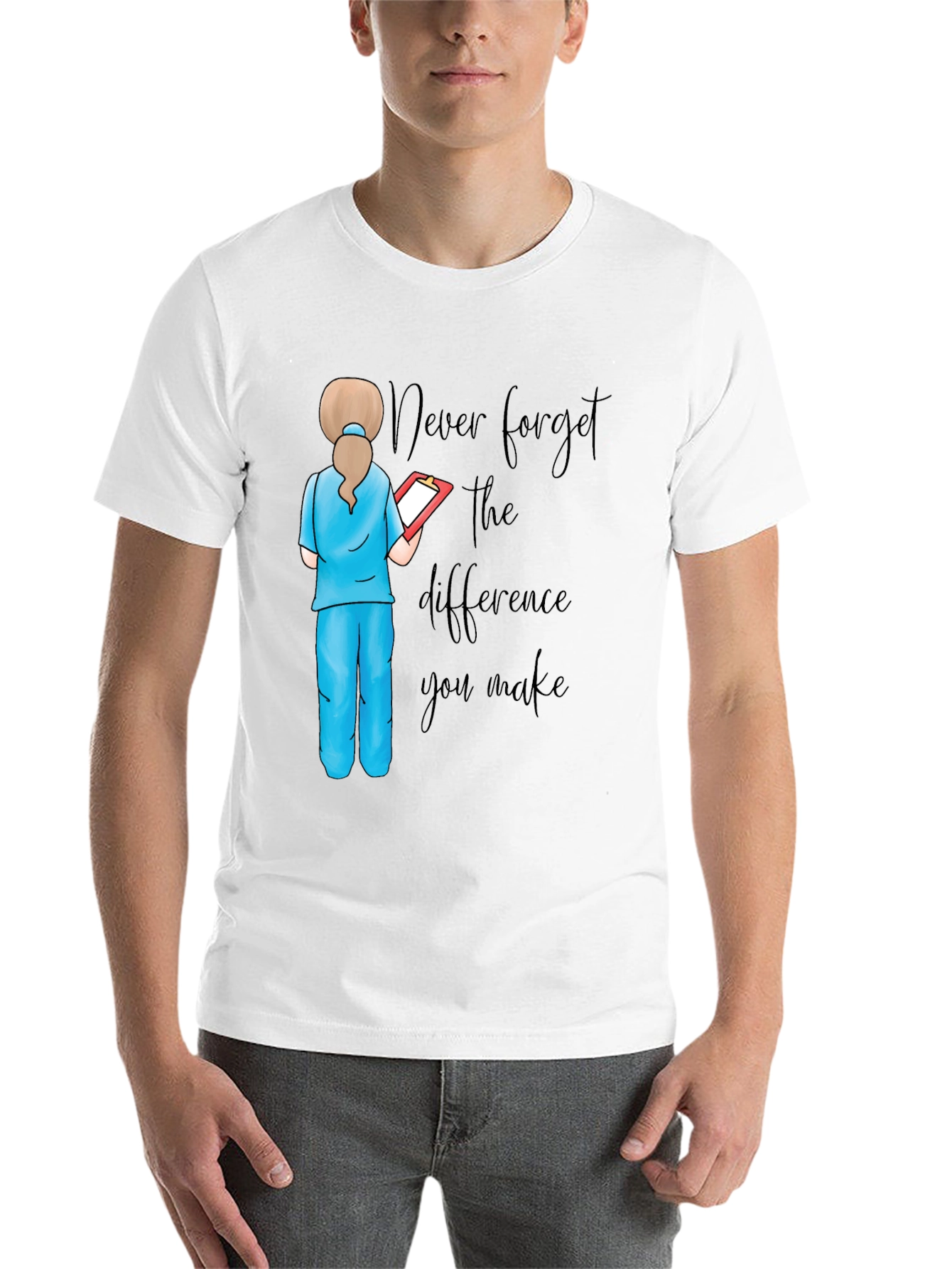 Black Nurse Quote Graphic Tee - Never Forget the Difference view 14