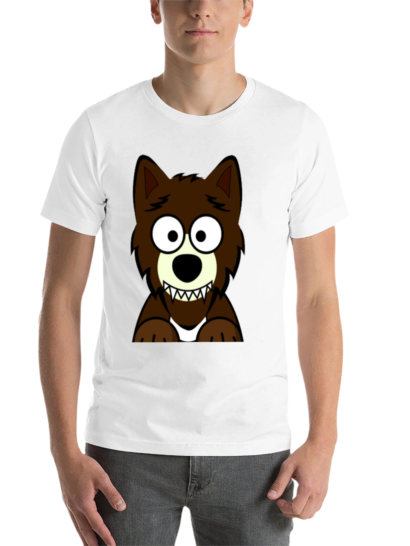 Black Cartoon Wolf Graphic Tee - Black T-Shirt view 14