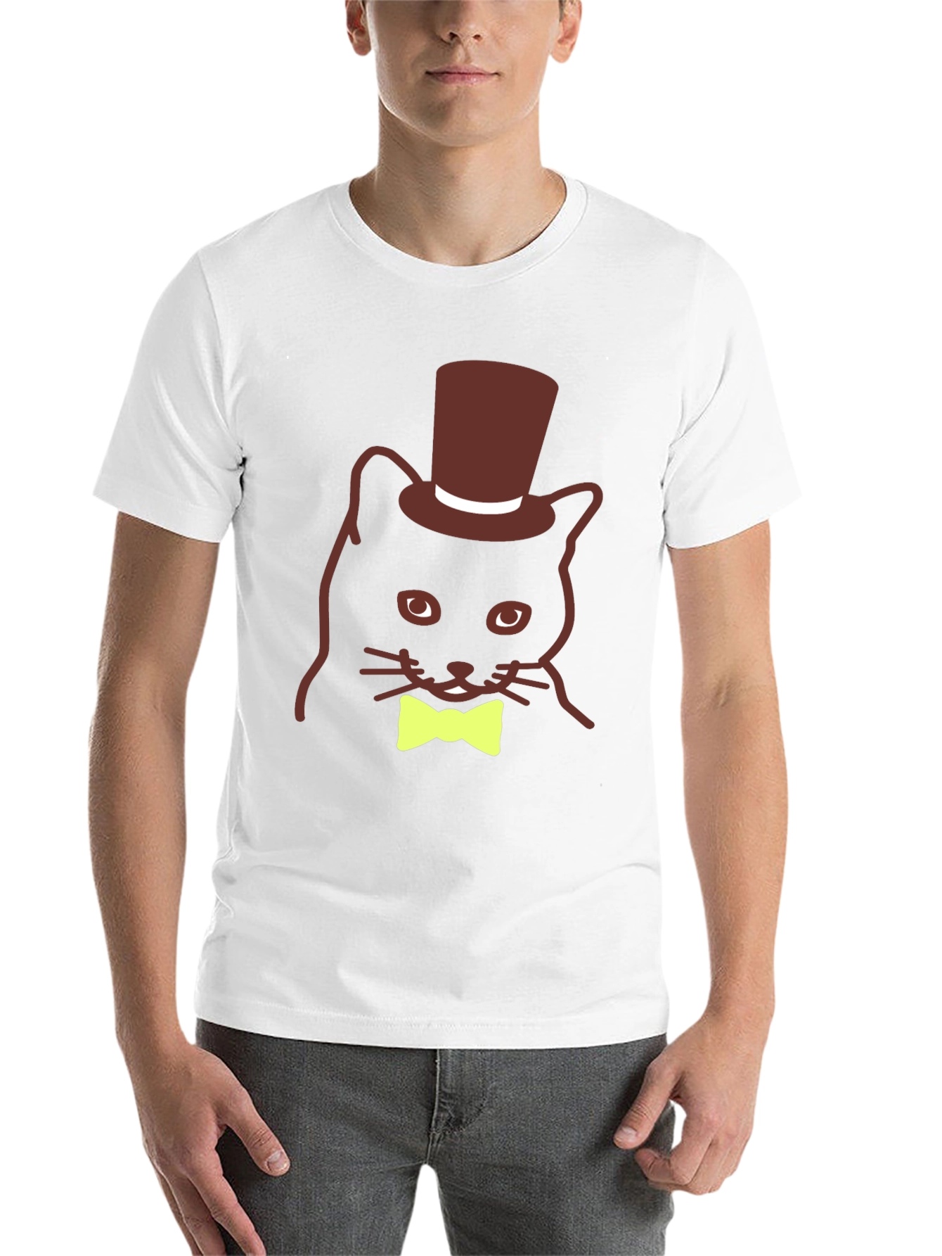 Black Cat with Top Hat & Bow Tie Black T-Shirt view 14
