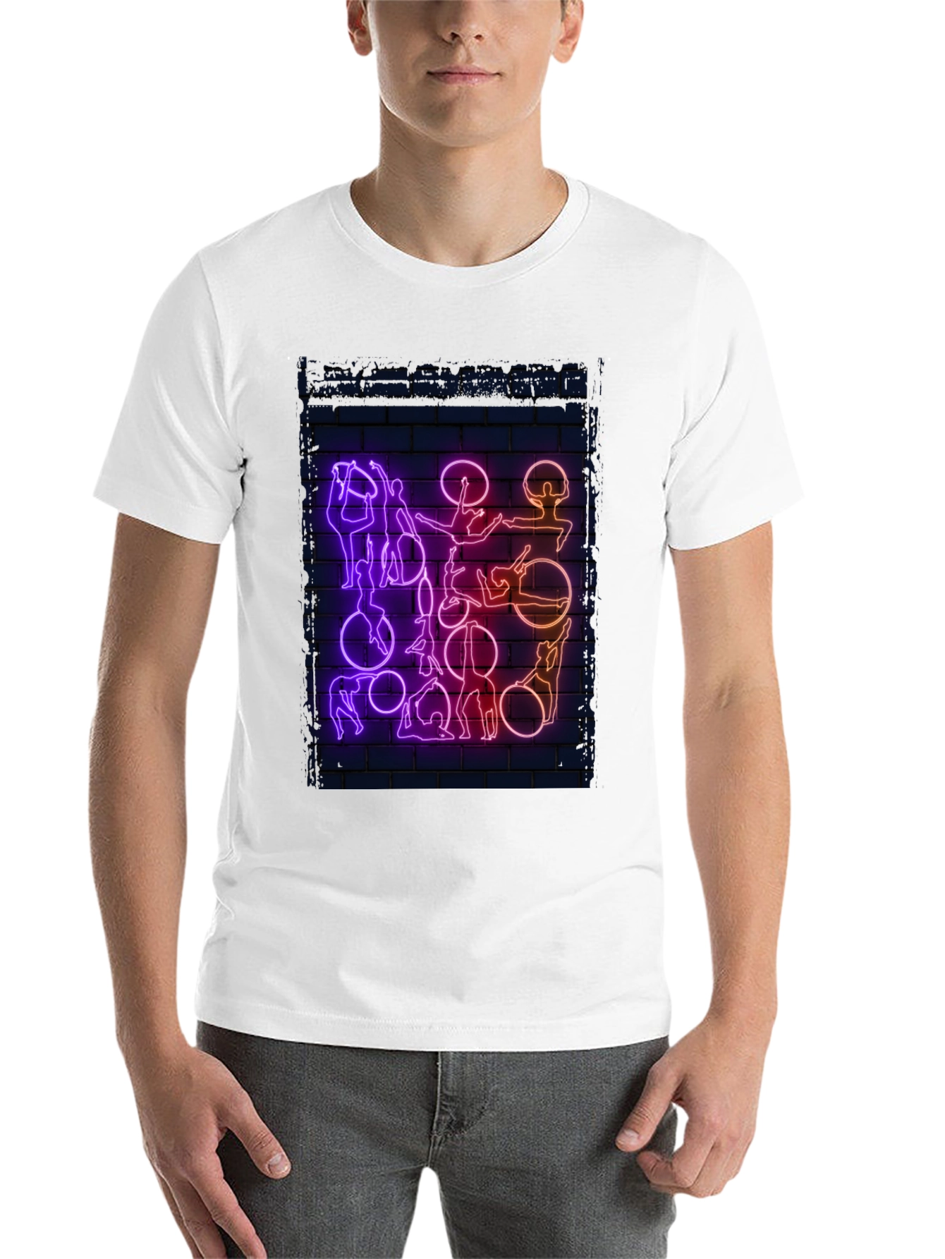 Black Neon Aerial Acrobatics Graphic T-Shirt view 14