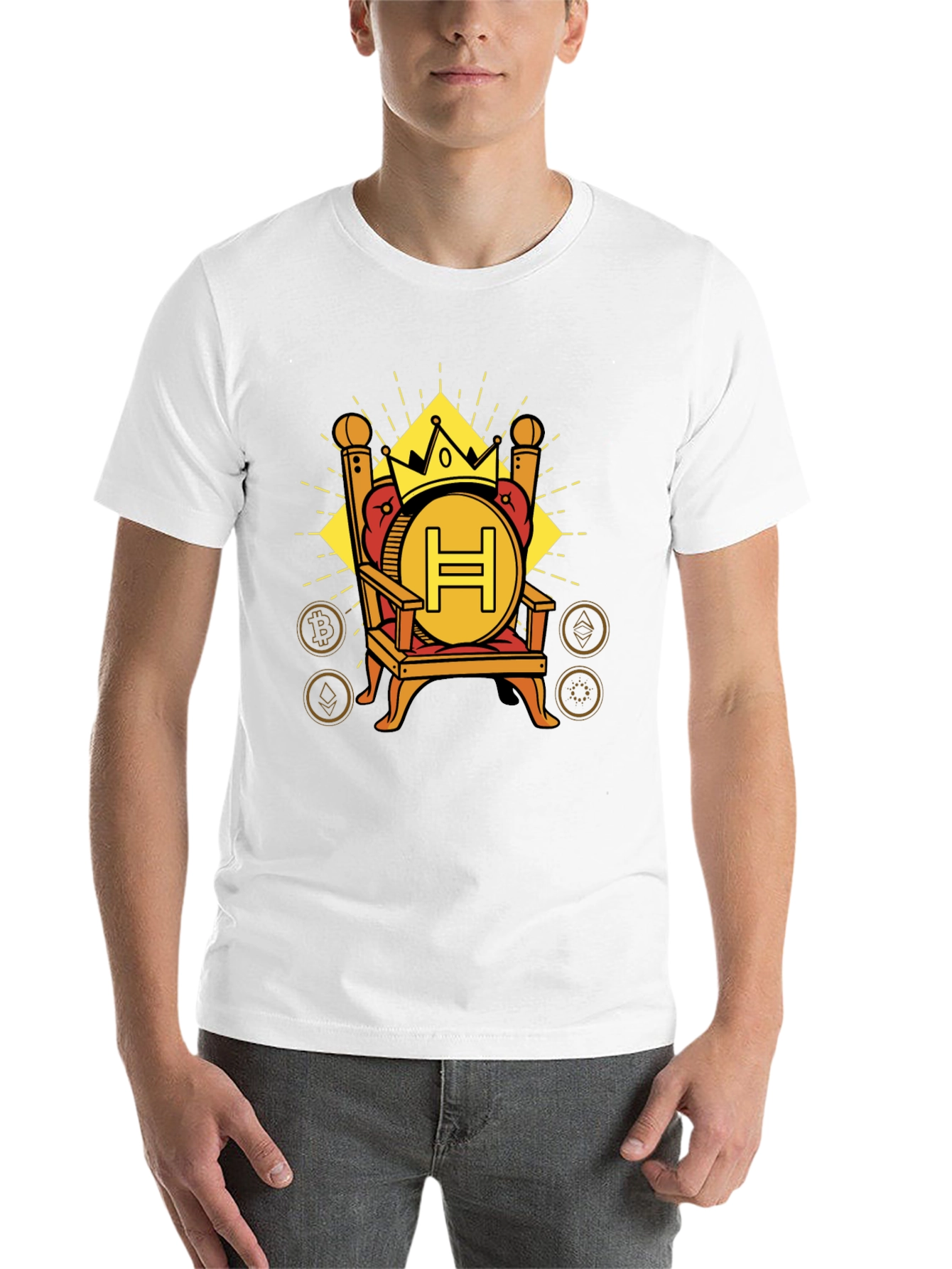 Black Crypto King T-Shirt - H Coin Throne Design view 14