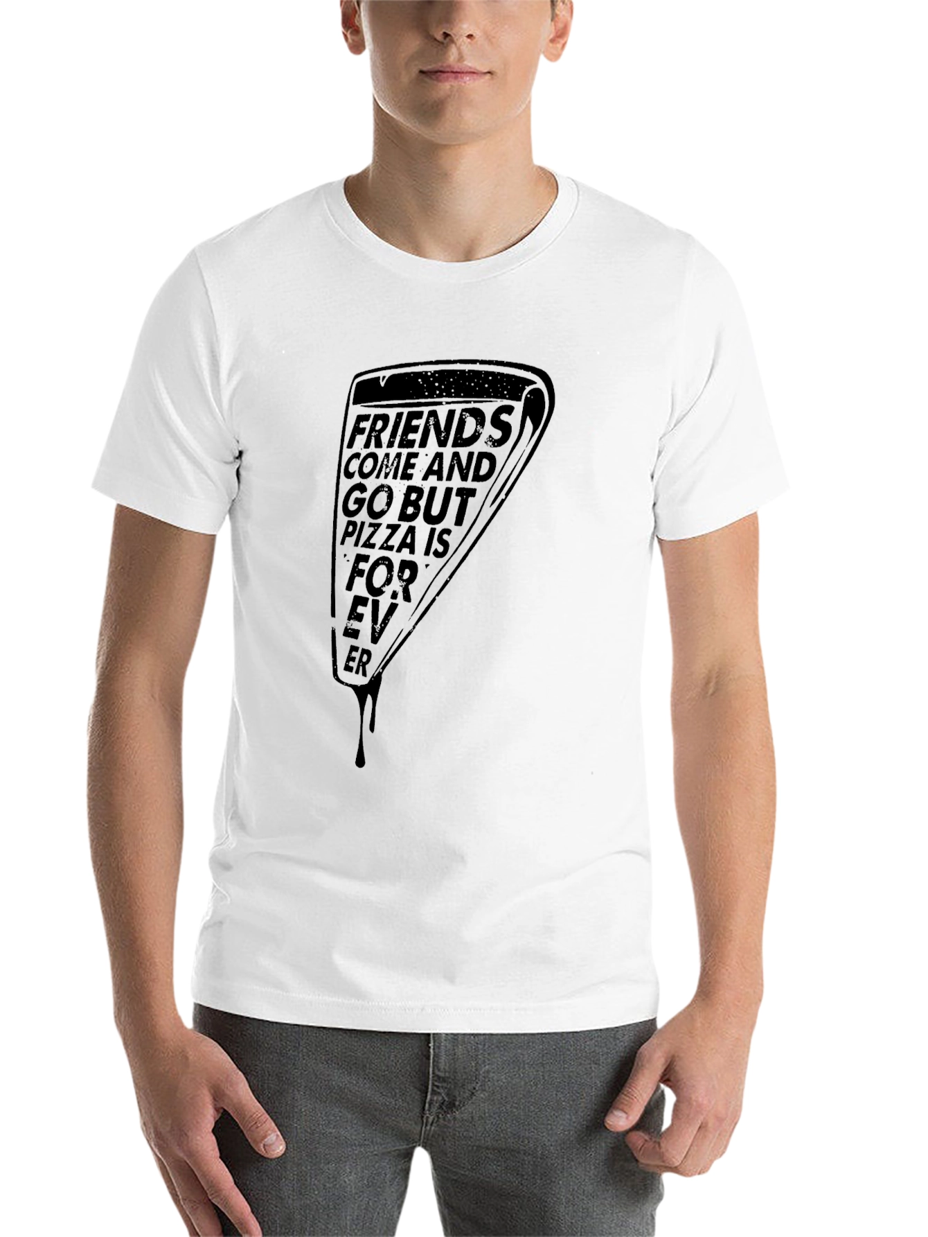 Black Pizza Forever Graphic Tee - Black Unisex Shirt view 14