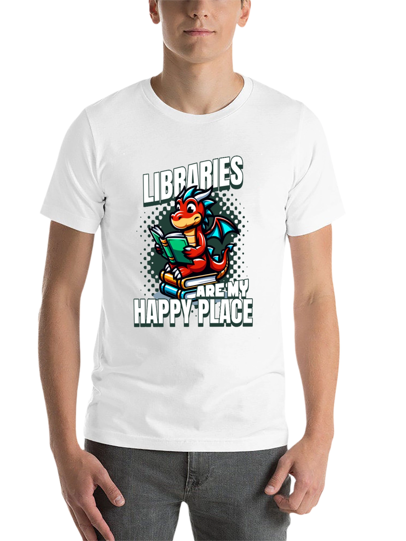 Black Libraries Are My Happy Place Dragon Reading Book T-Shirt view 14