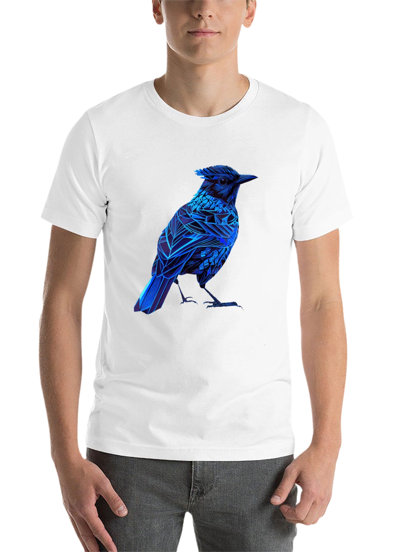 Black Blue Bird Graphic Tee - Modern Geometric Design view 14
