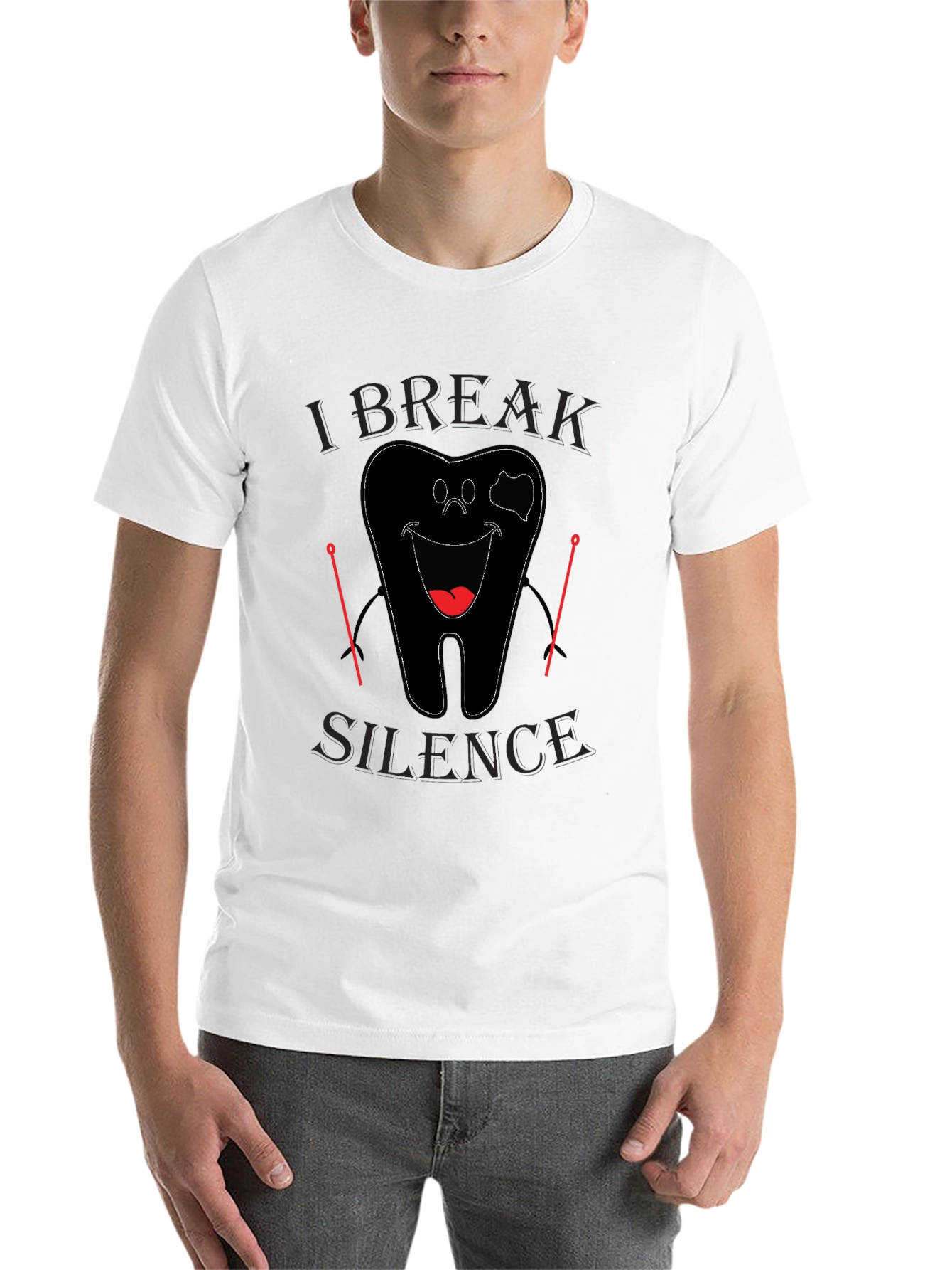 Black I Break Silence Funny Dentist Black T-Shirt view 14