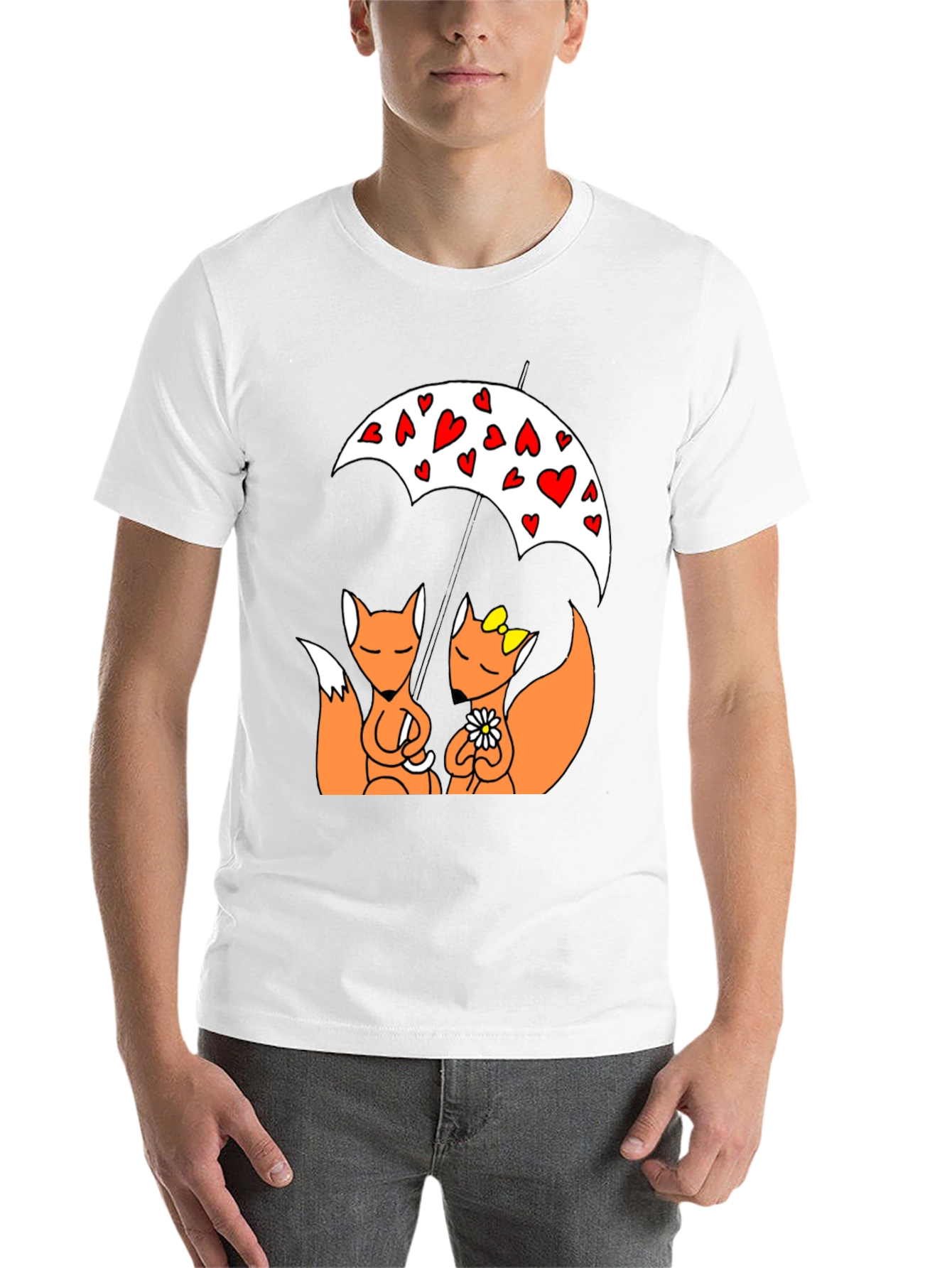 Black Foxes in Love T-Shirt - Cute Cartoon Design view 14