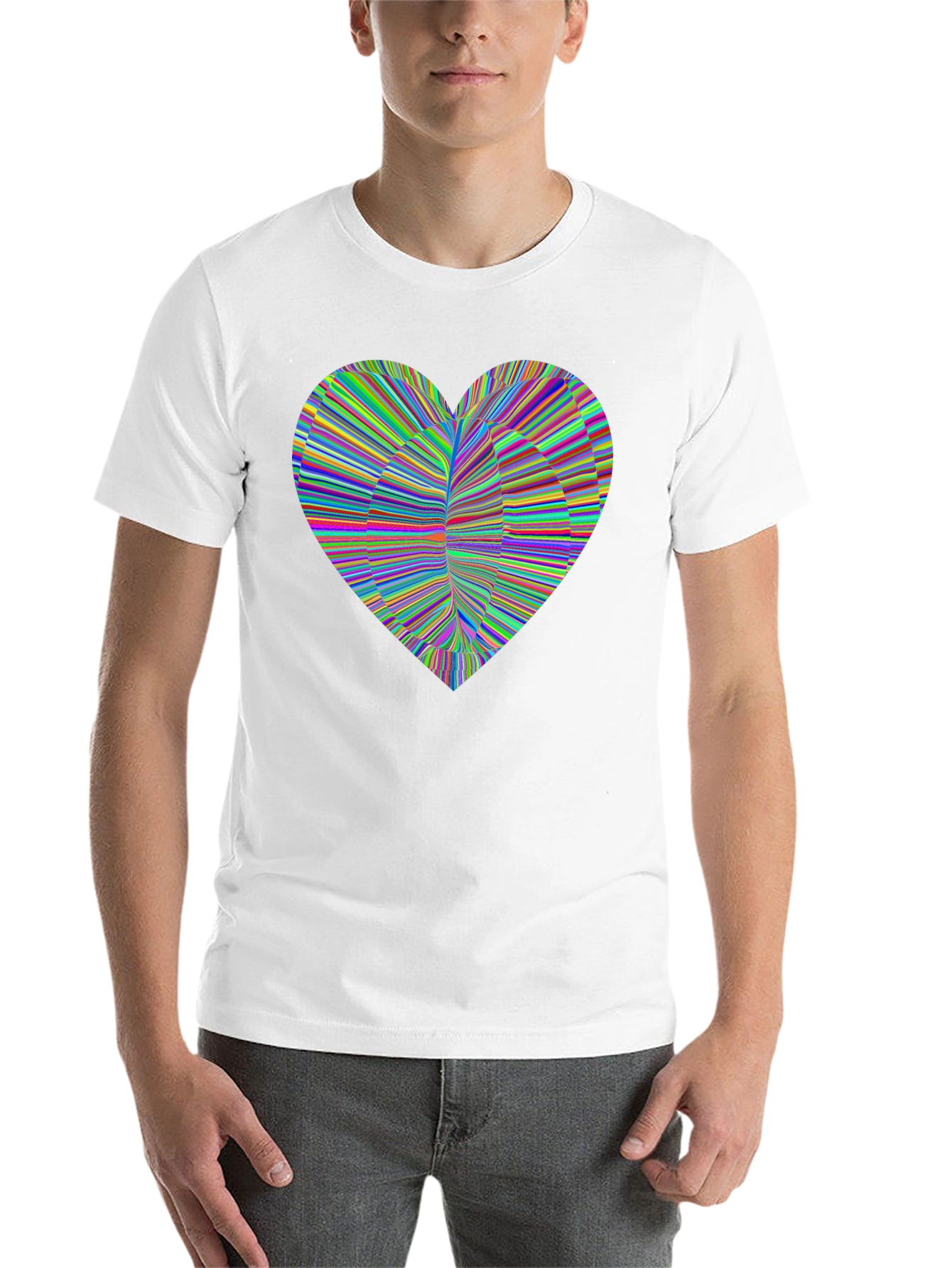 Black Colorful Heart Graphic Black T-Shirt view 14
