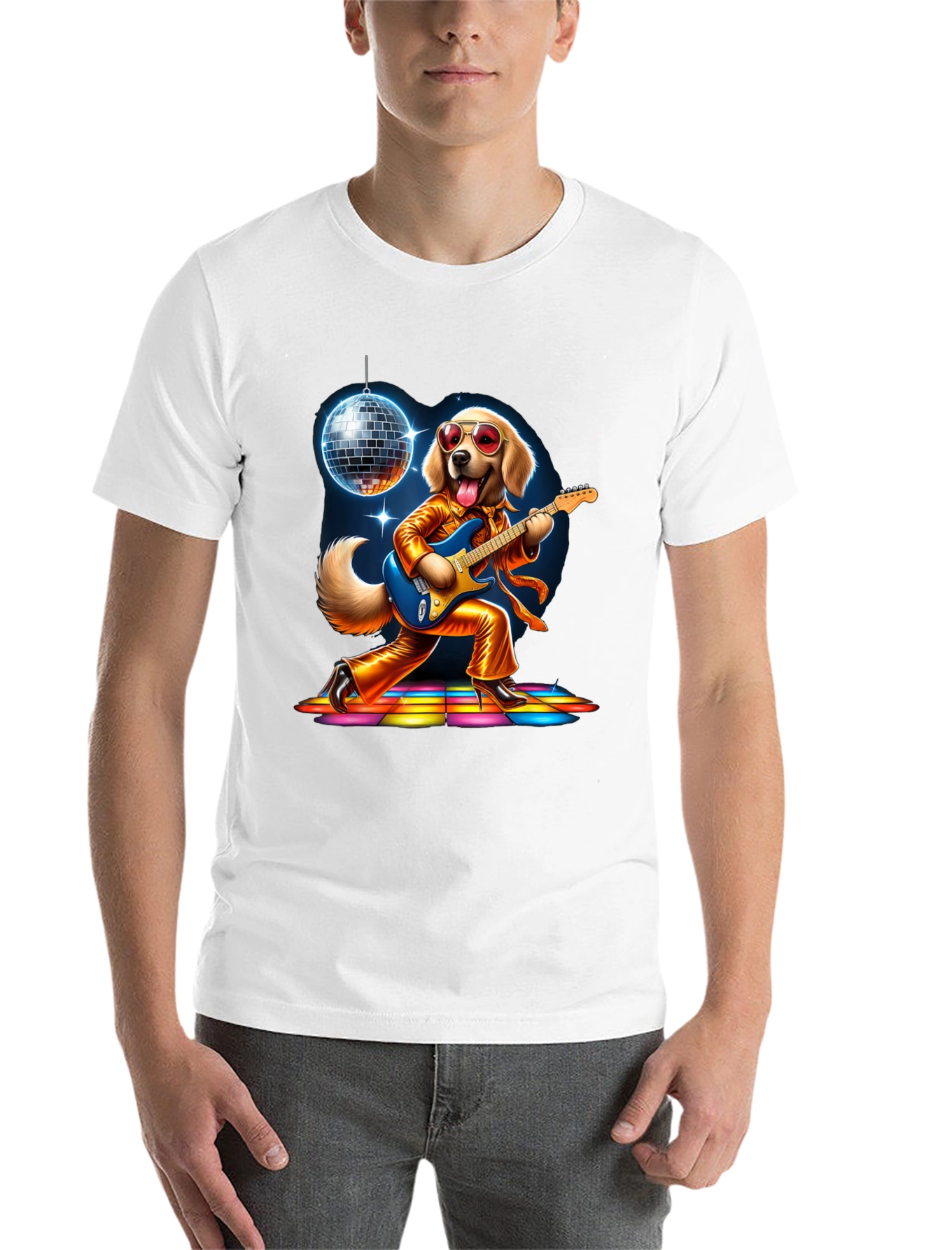 Black Retro Disco Dog T-Shirt view 14