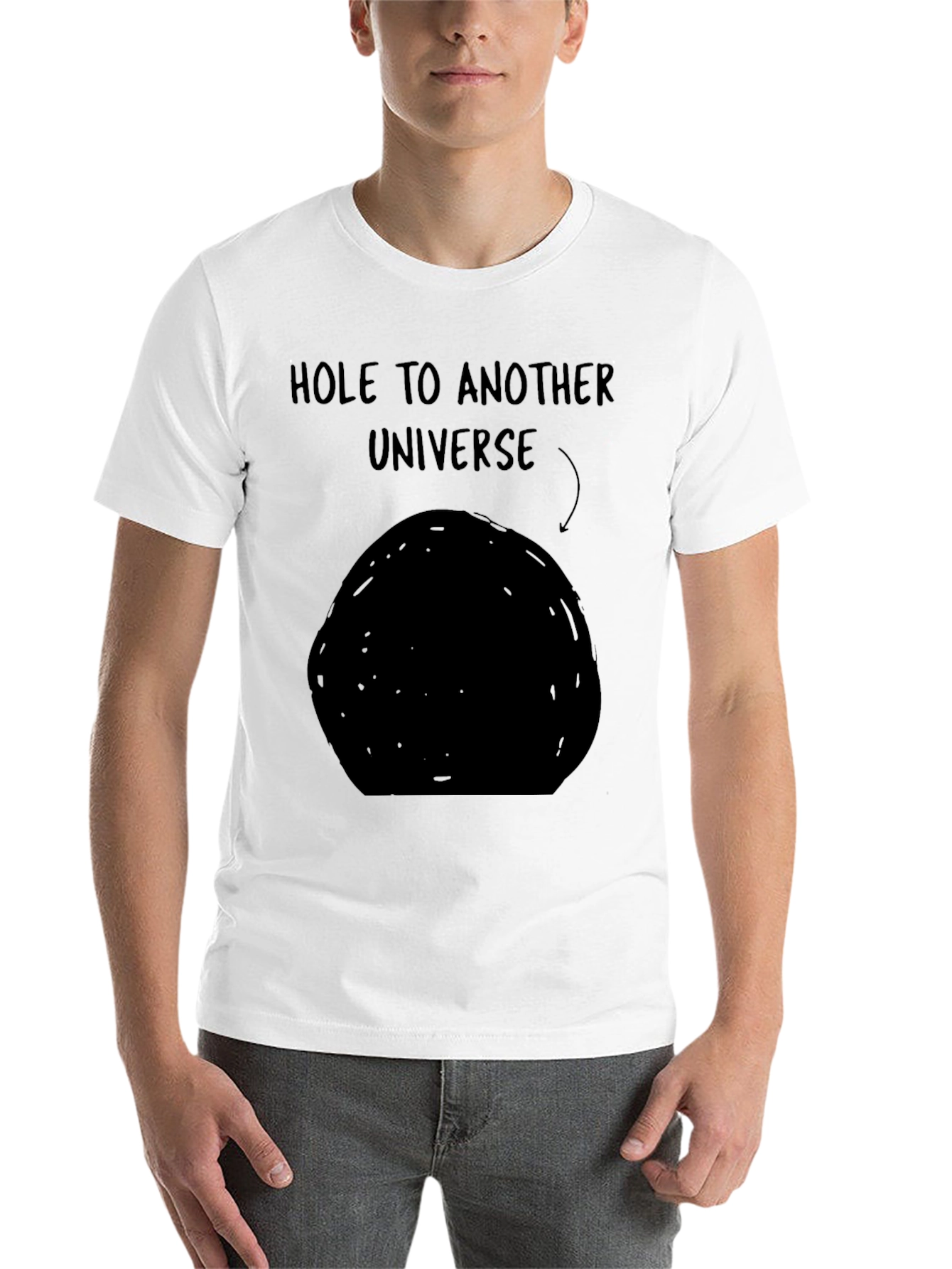 Black Black Hole to Another Universe Funny Graphic Tee view 14