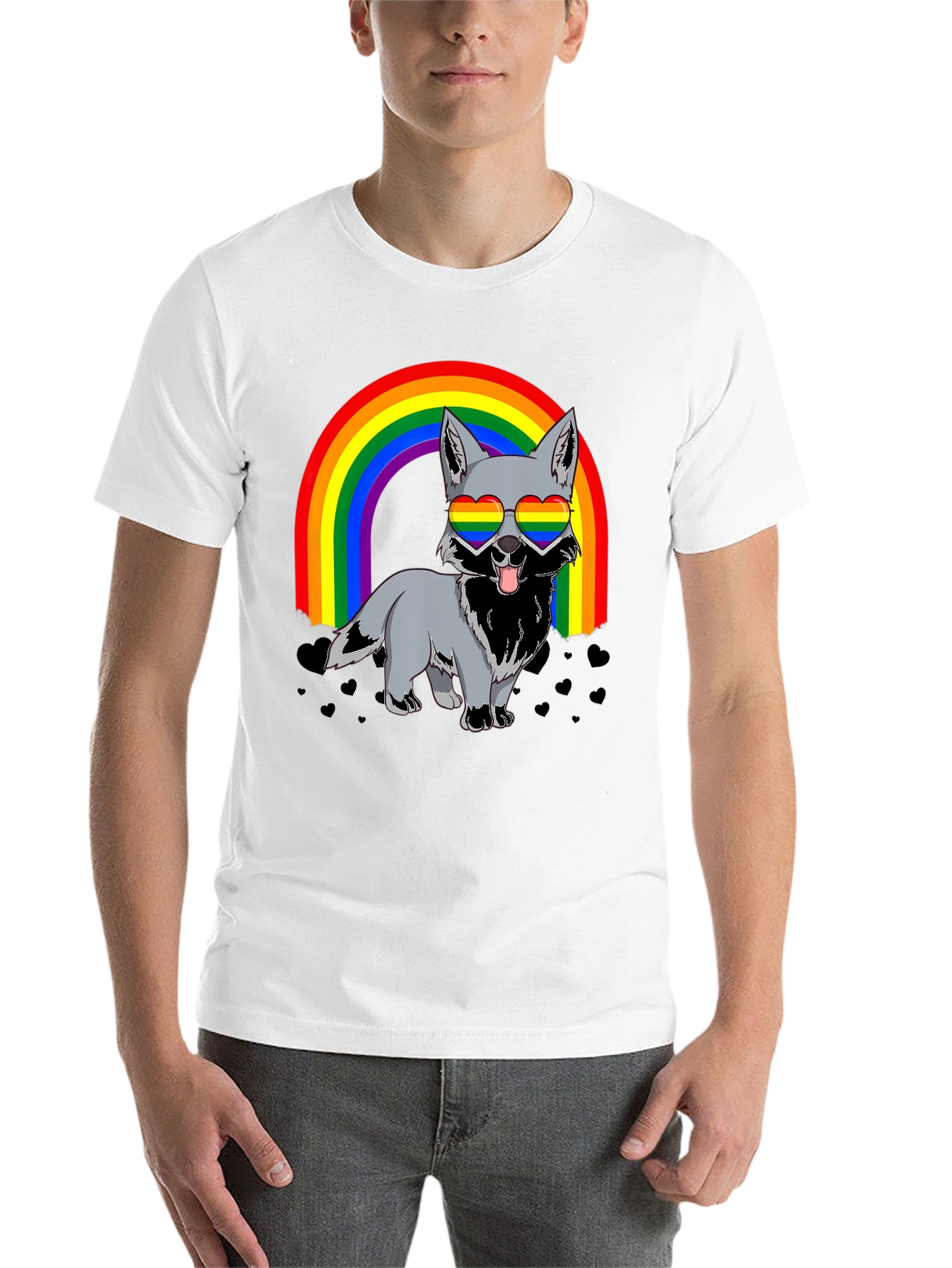 Black Rainbow Wolf Graphic T-Shirt - Pride Apparel view 14