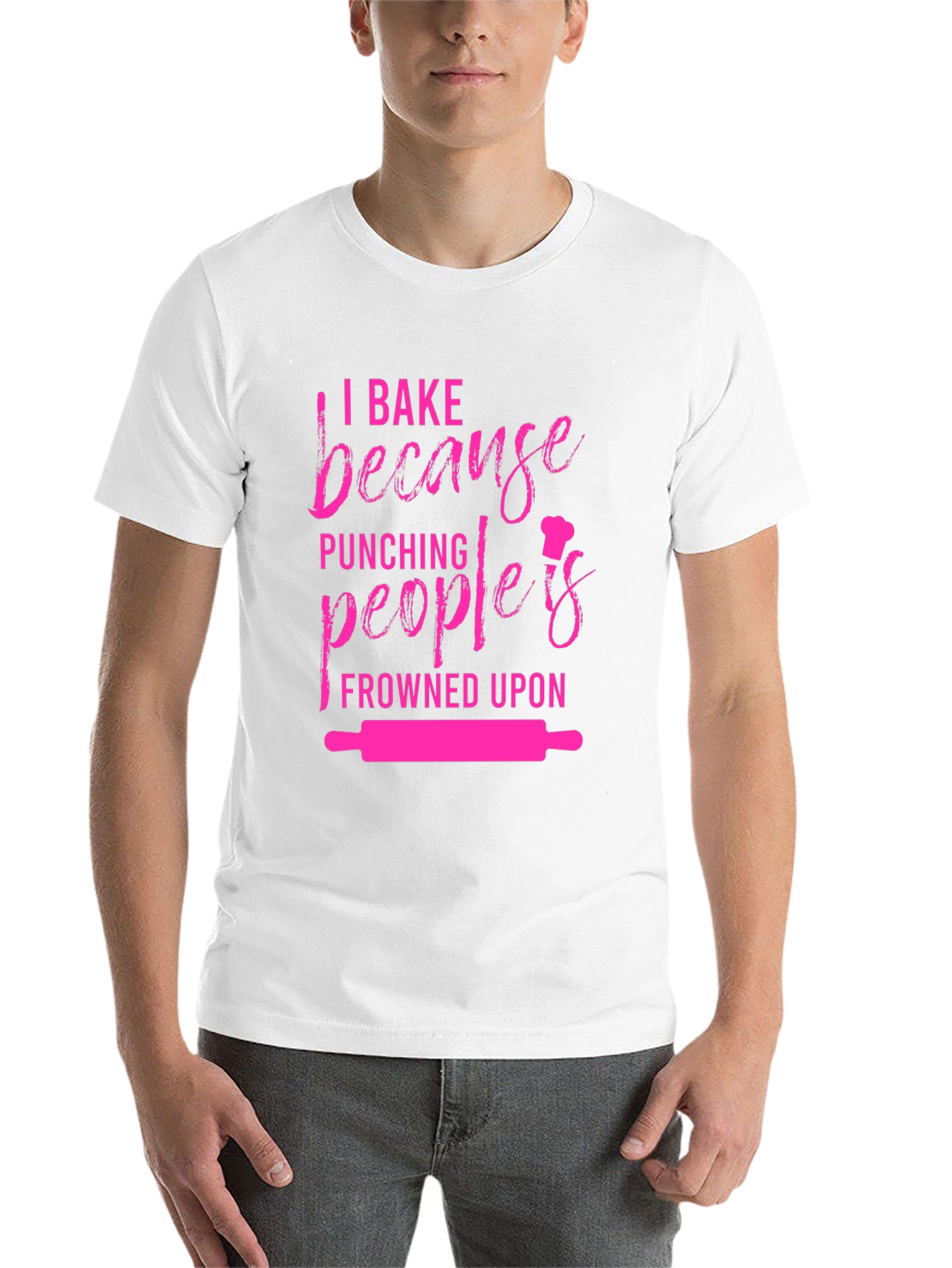 Black Baking Humor Graphic Tee - I Bake Because Punching Is Frowned Upon view 14