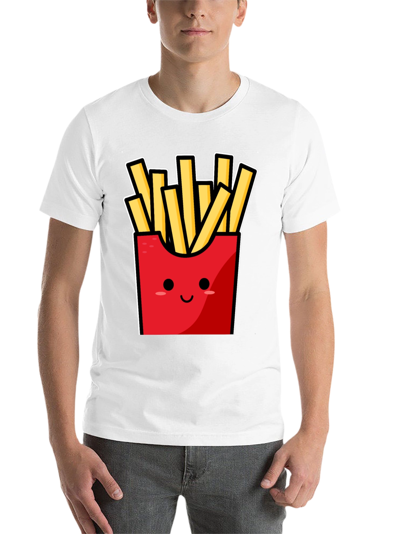 Black Funny Fries T-Shirt - Cute Cartoon Food Graphic Tee view 14