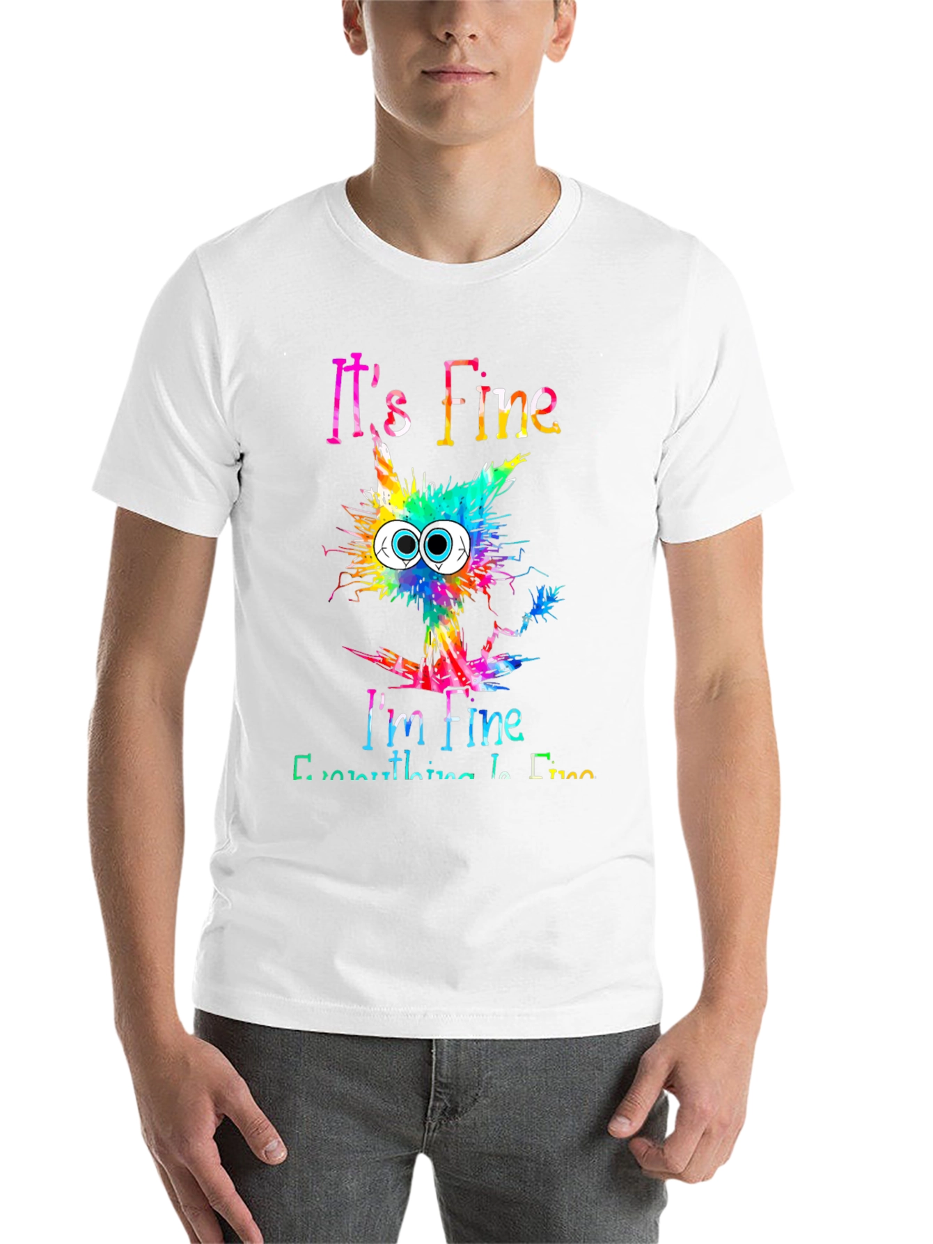 Black It's Fine I'm Fine Cat Graphic Tee view 14