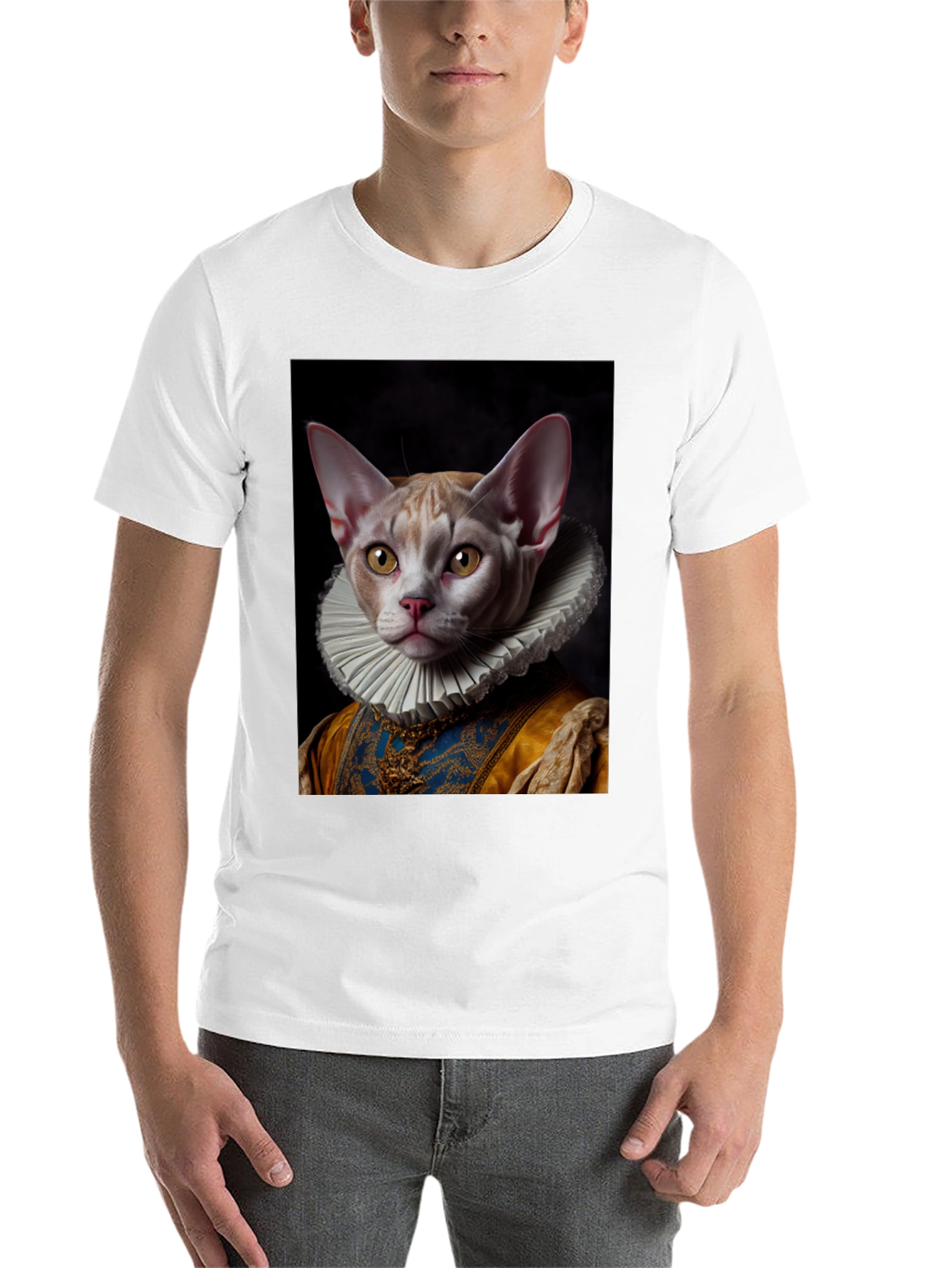 Black Renaissance Cat T-Shirt - Unique Artistic Design view 14