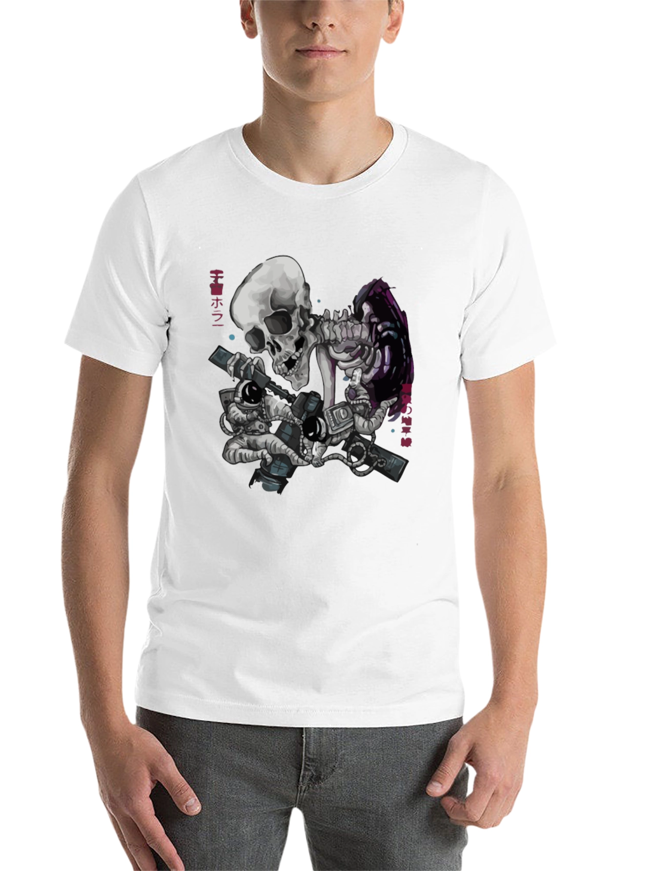 Black Skull Astronaut Black T-Shirt - Space Adventure view 14