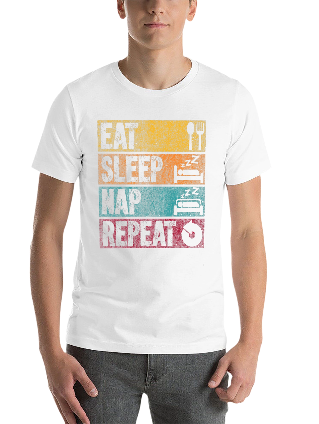 Black Eat Sleep Nap Repeat Graphic Tee view 14