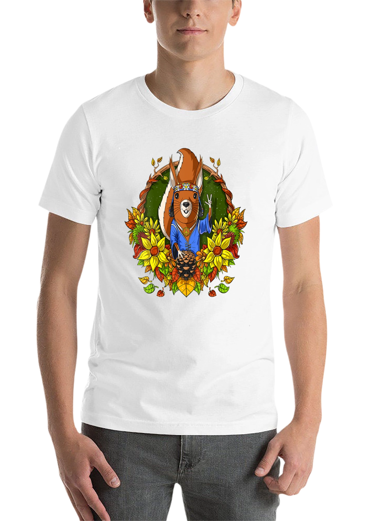 Black Hippie Squirrel T-Shirt: Peace, Love, & Nuts view 14