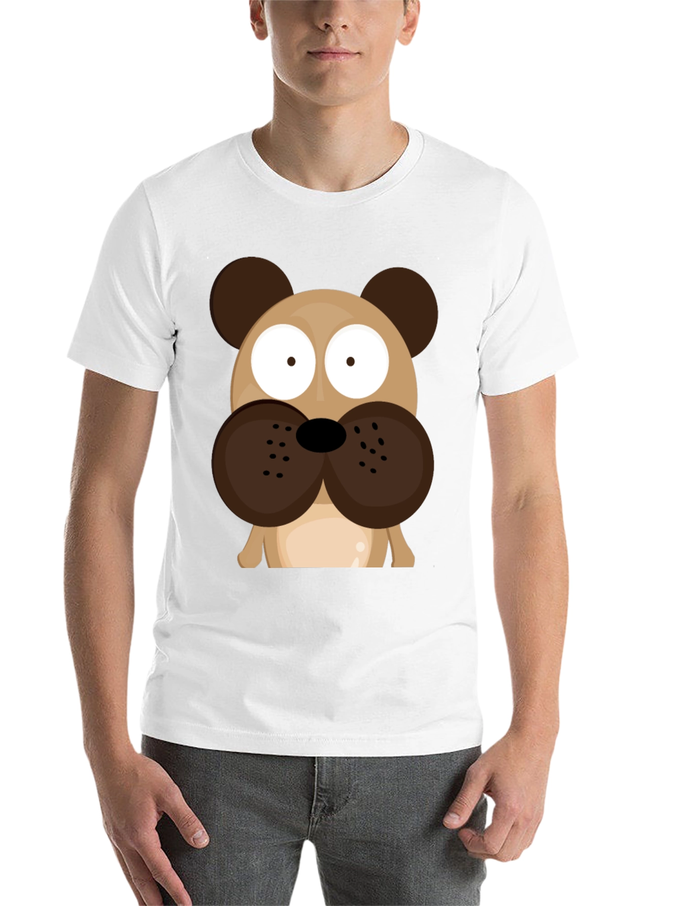 Black Cartoon Dog Graphic T-Shirt - Men's Black Tee view 14