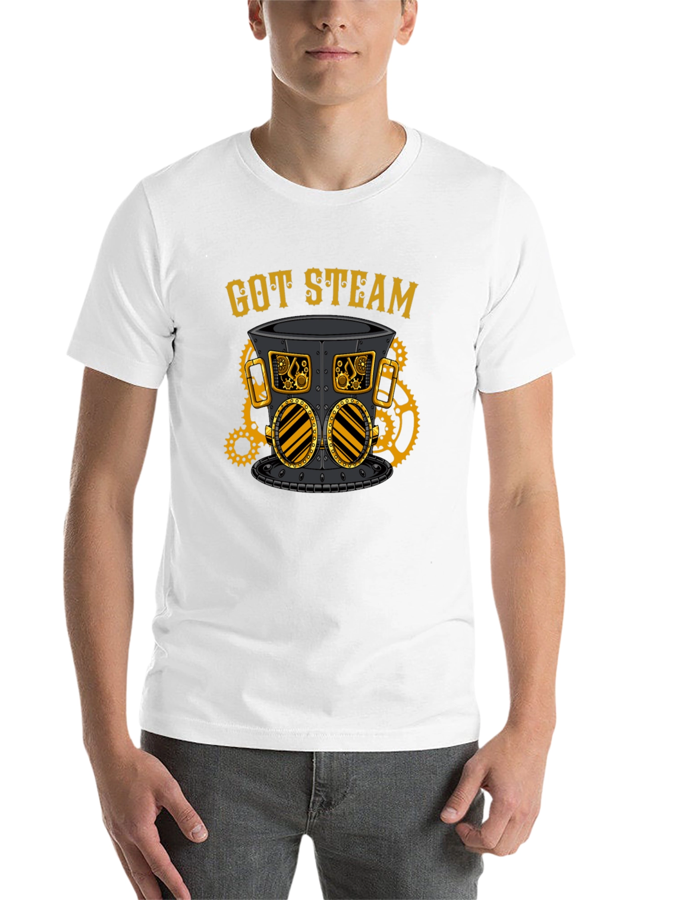 Black Steampunk "Got Steam" Graphic Tee view 14