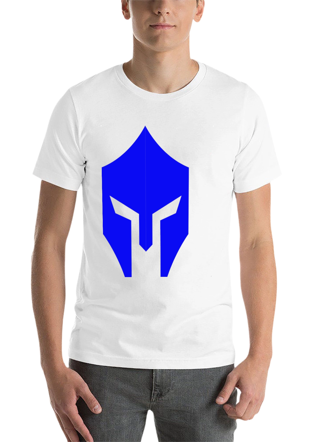 Black Blue Spartan Helmet Graphic Black T-Shirt view 14