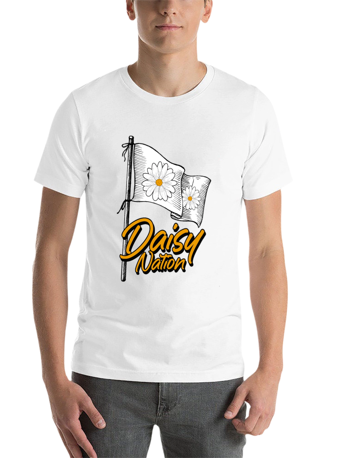 Black Daisy Nation Graphic T-Shirt - Black Cotton Tee view 14