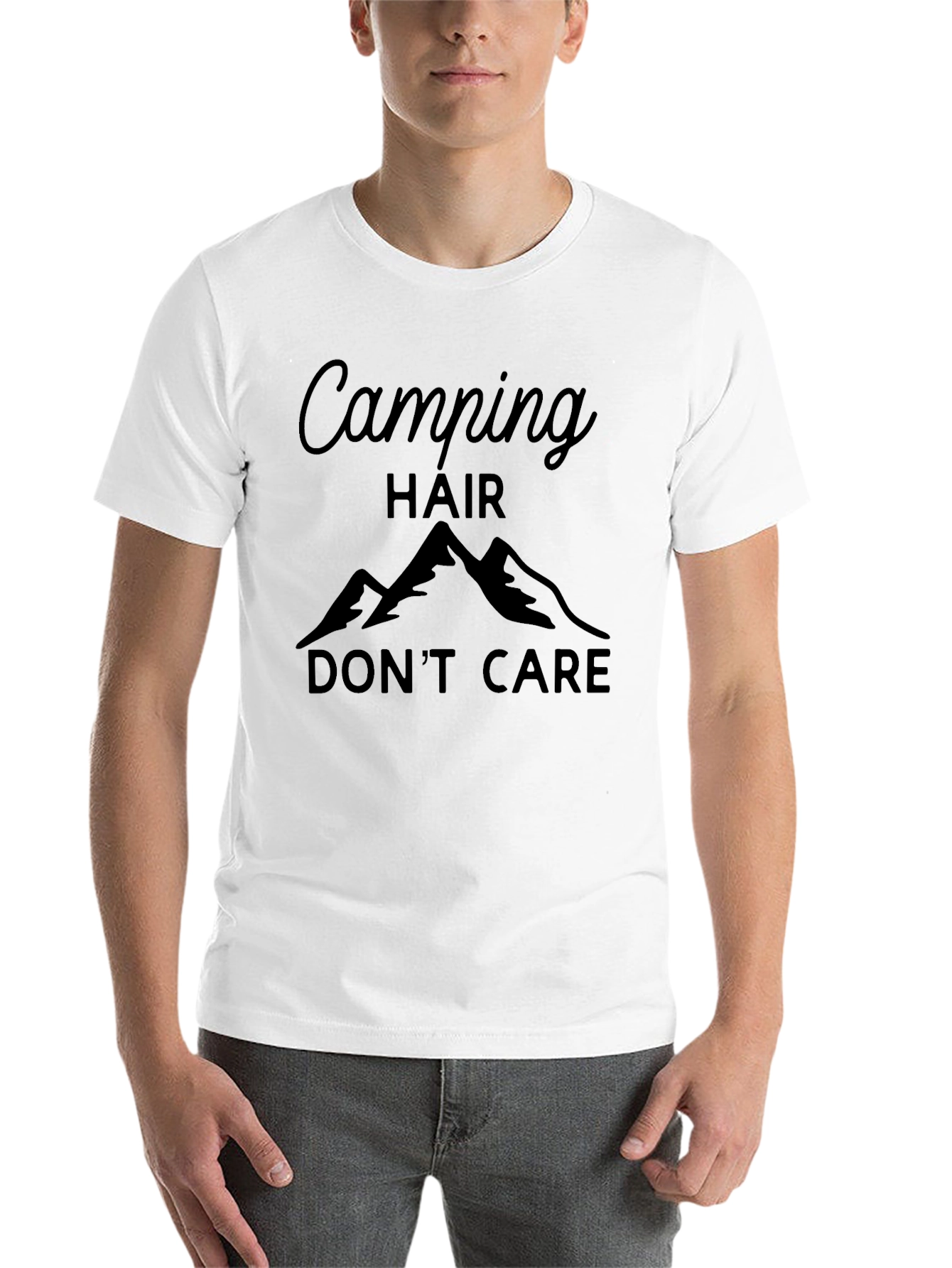 Black Camping Hair Don't Care T-Shirt view 14