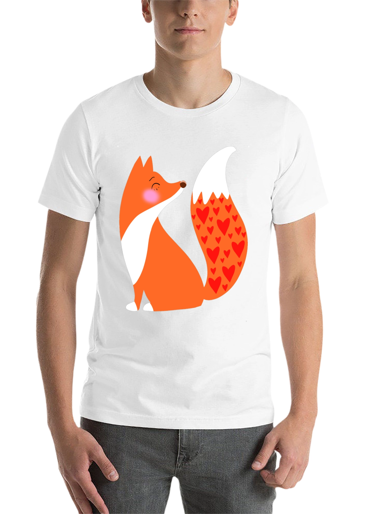 Black Fox with Hearts T-Shirt - Cute & Stylish Animal Tee view 14